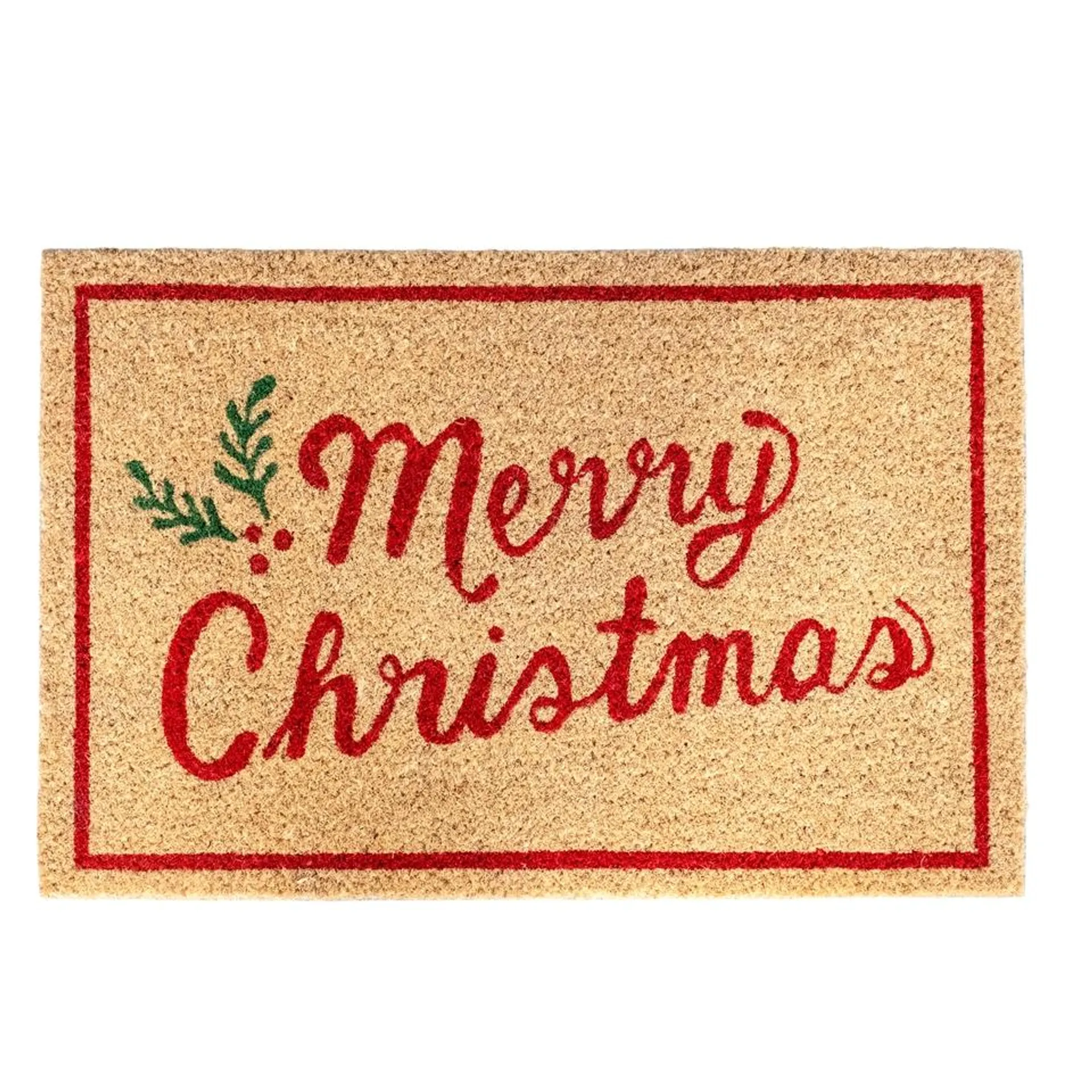 Merry Christmas PVC Backed Coir Doormat - 40 x 60cm