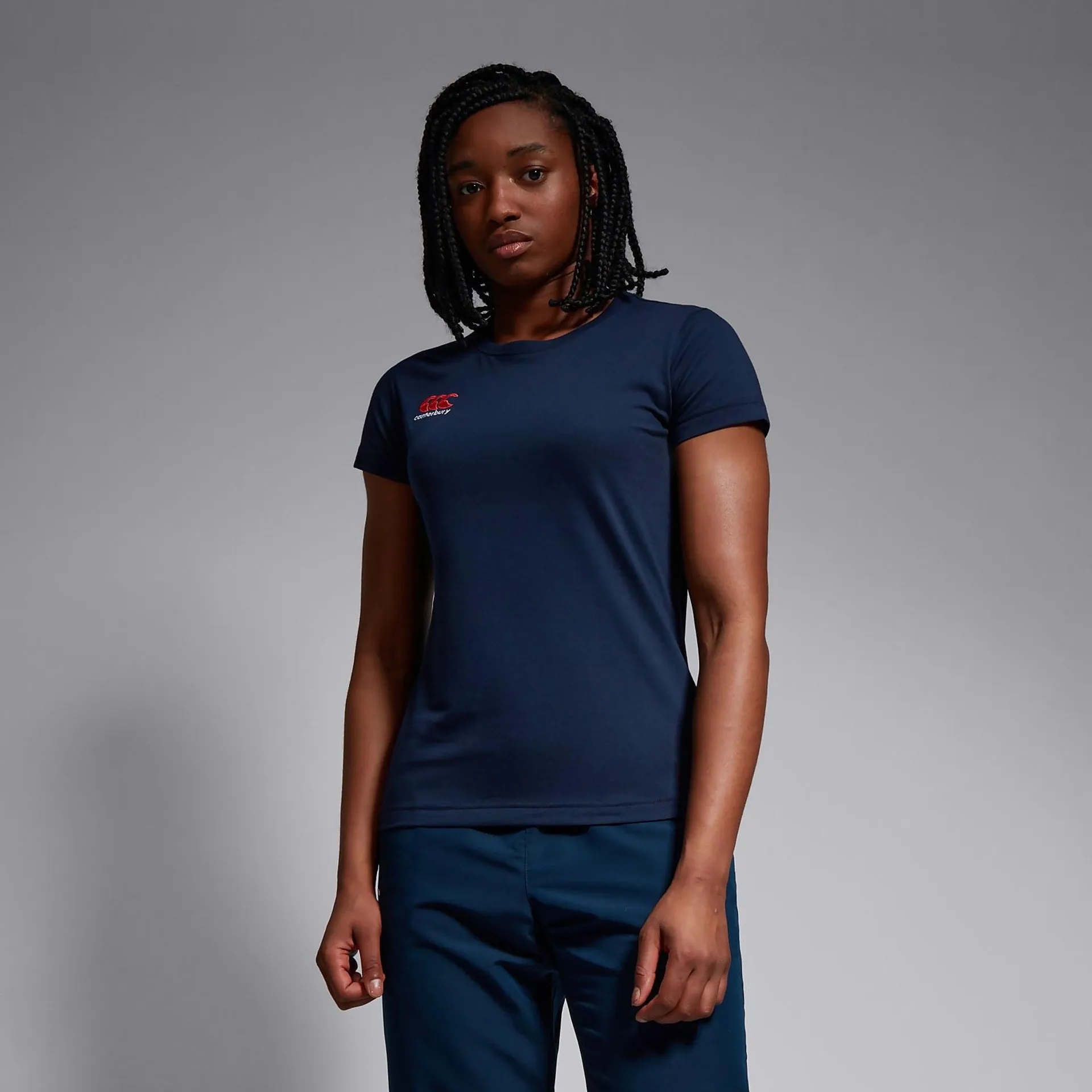 WOMENS SMALL LOGO COTTON TEE NAVY