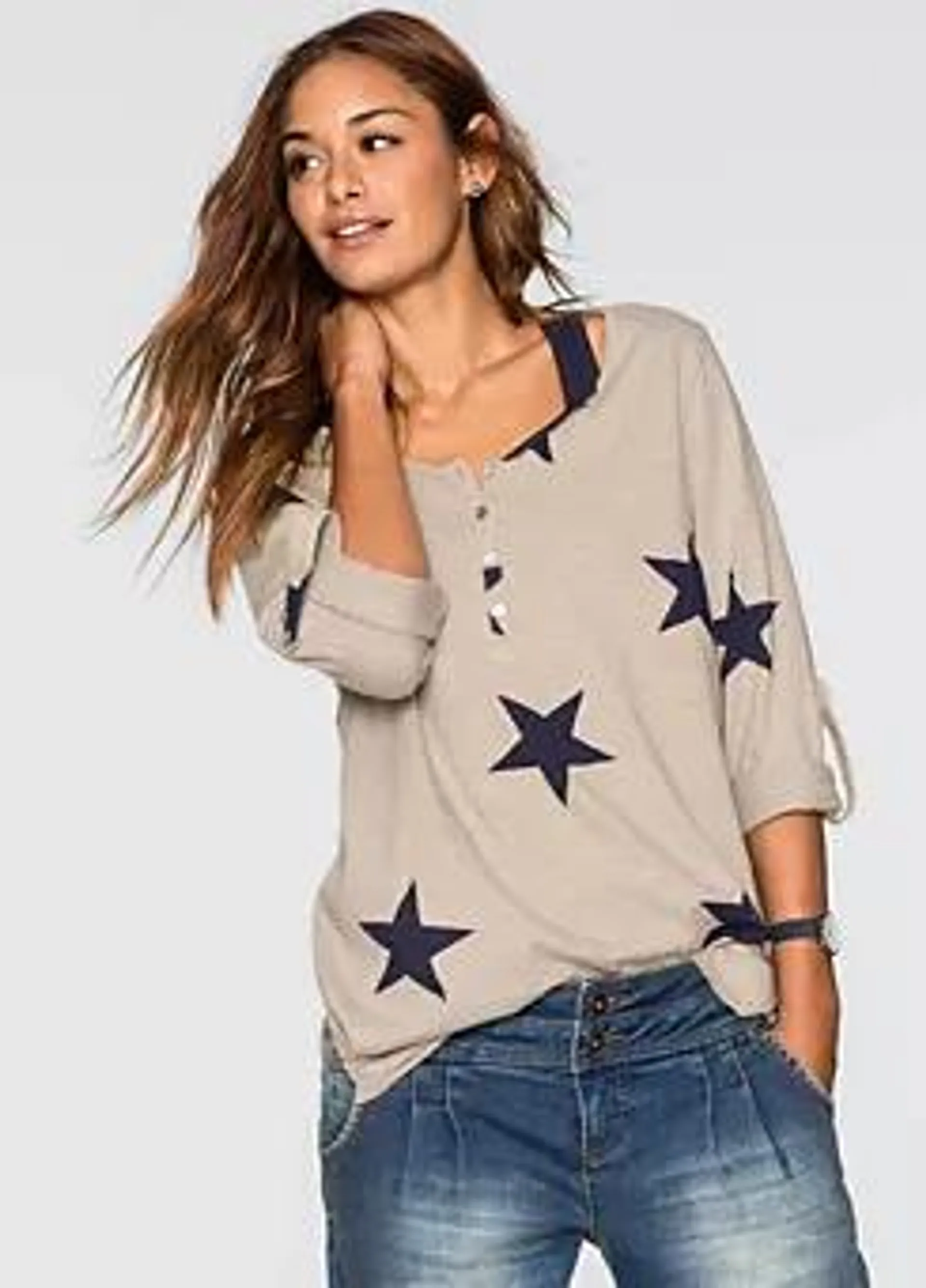 Star Print Henley Top