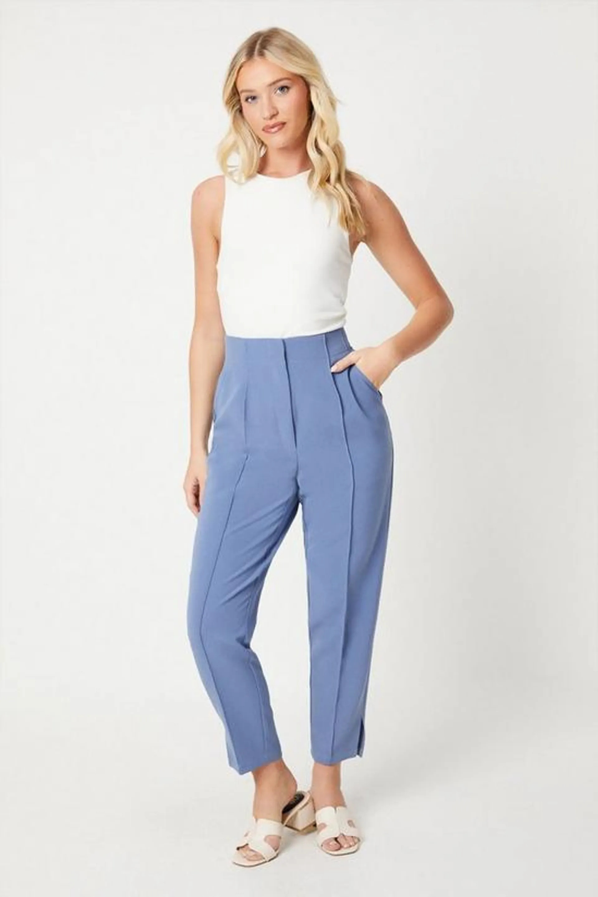 Stitch Detail Slim Leg Trousers