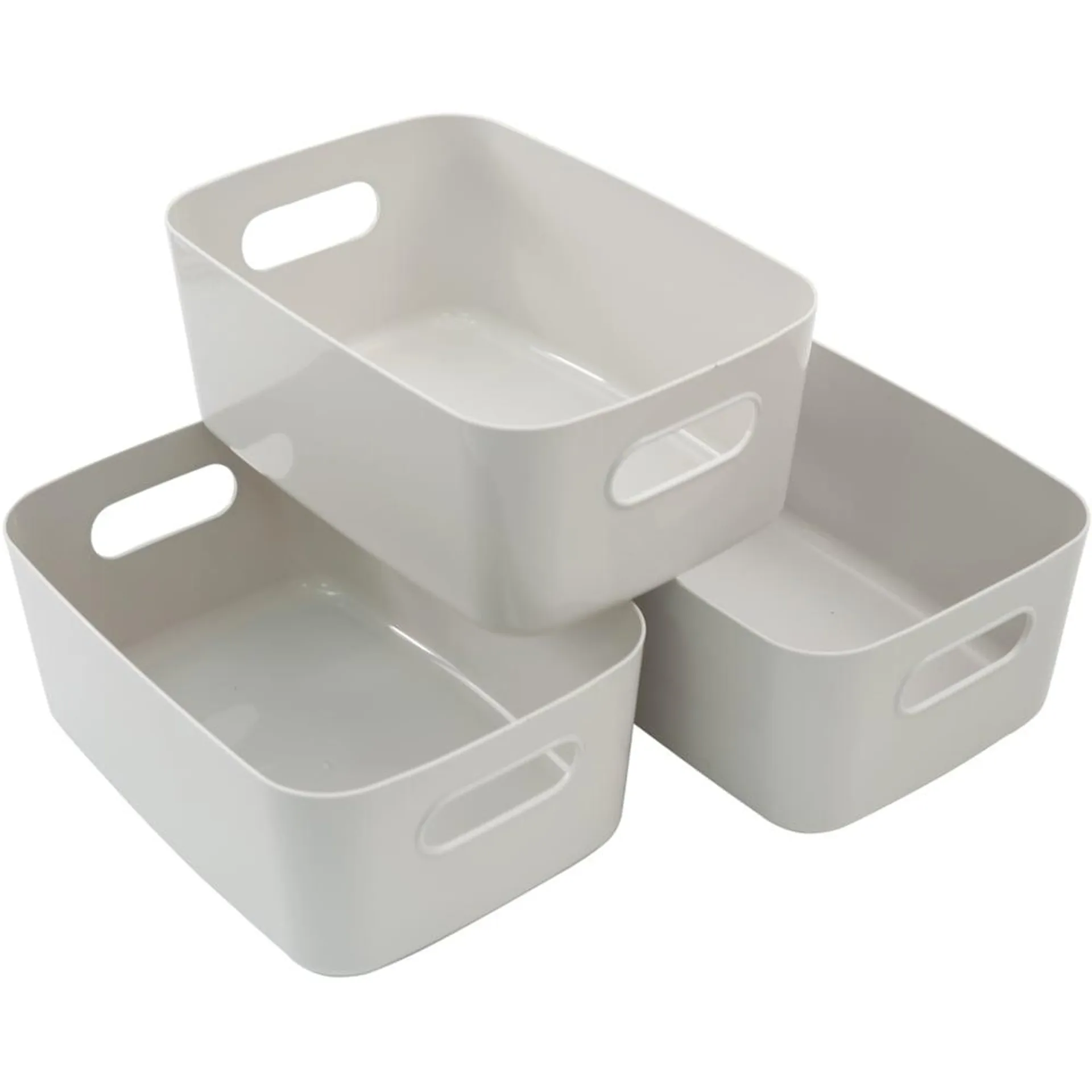 SA Products Grey Plastic Storage Basket Set of 3