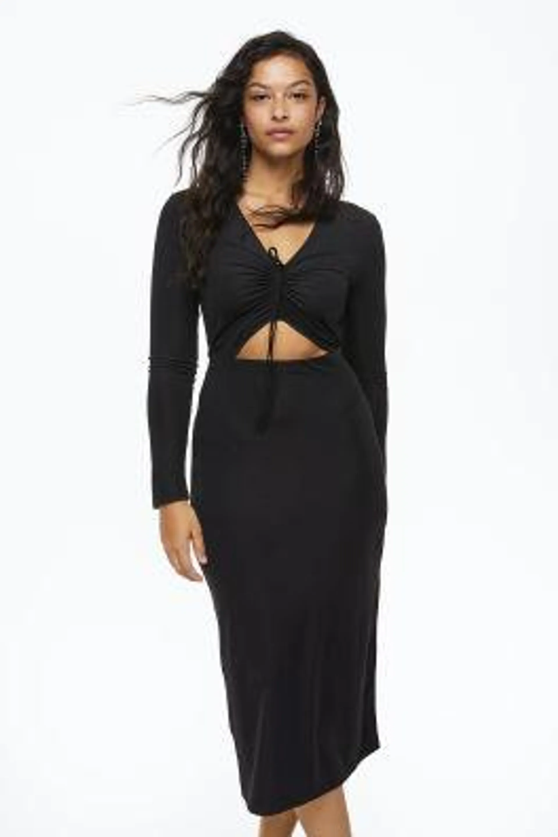 Drawstring-detail bodycon dress