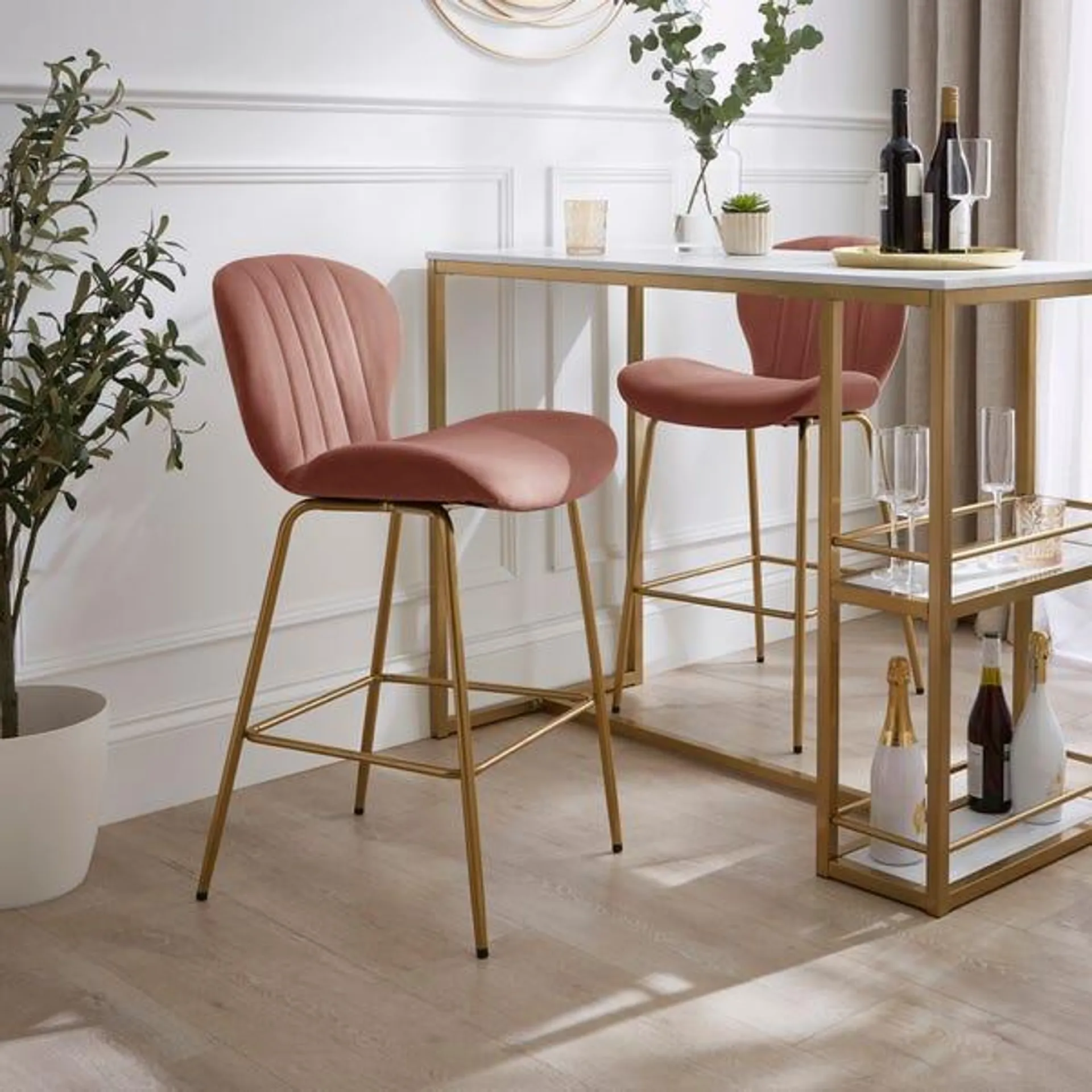 Lila Counter Height Bar Stool, Velvet