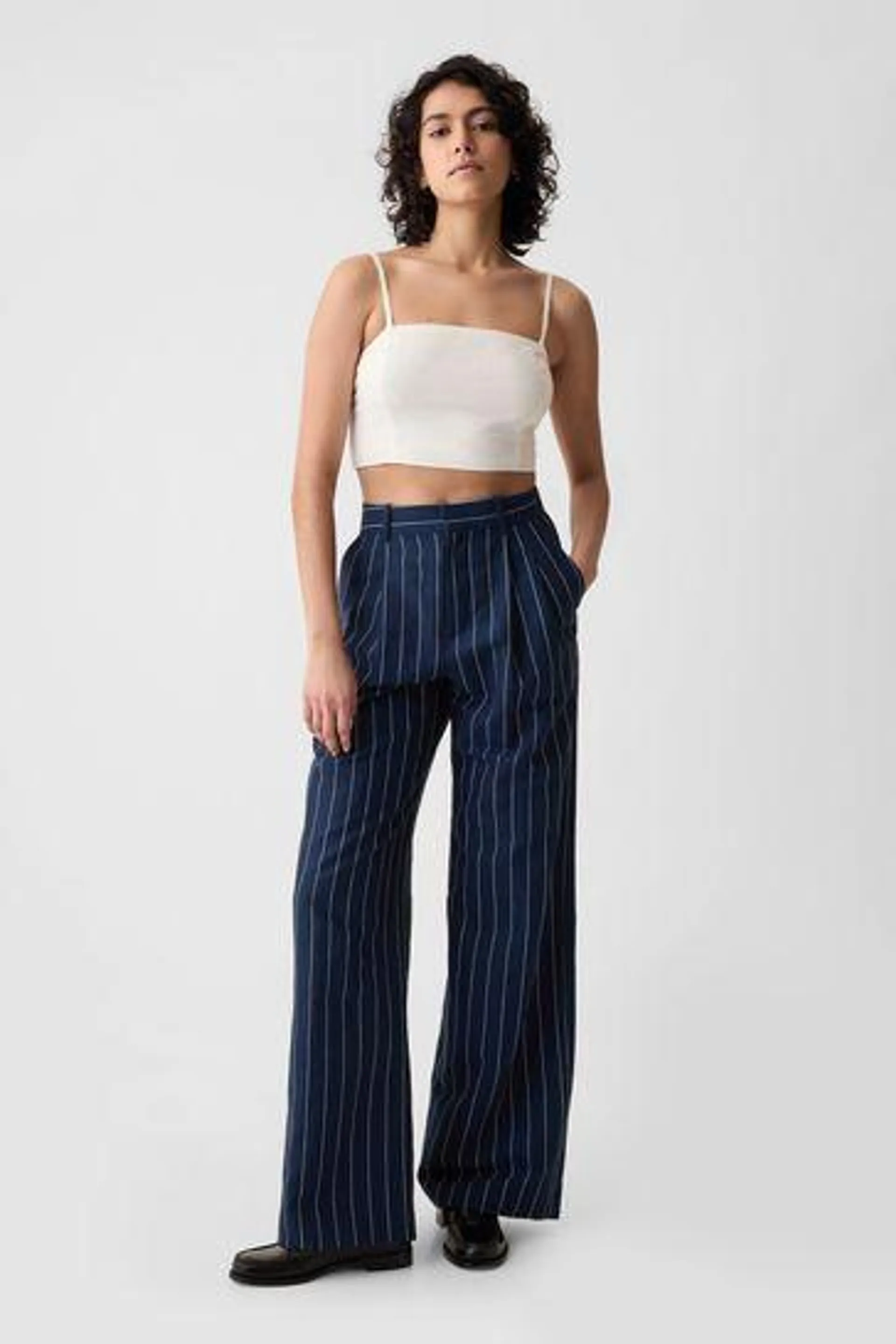 High Waisted Linen Cotton Trousers