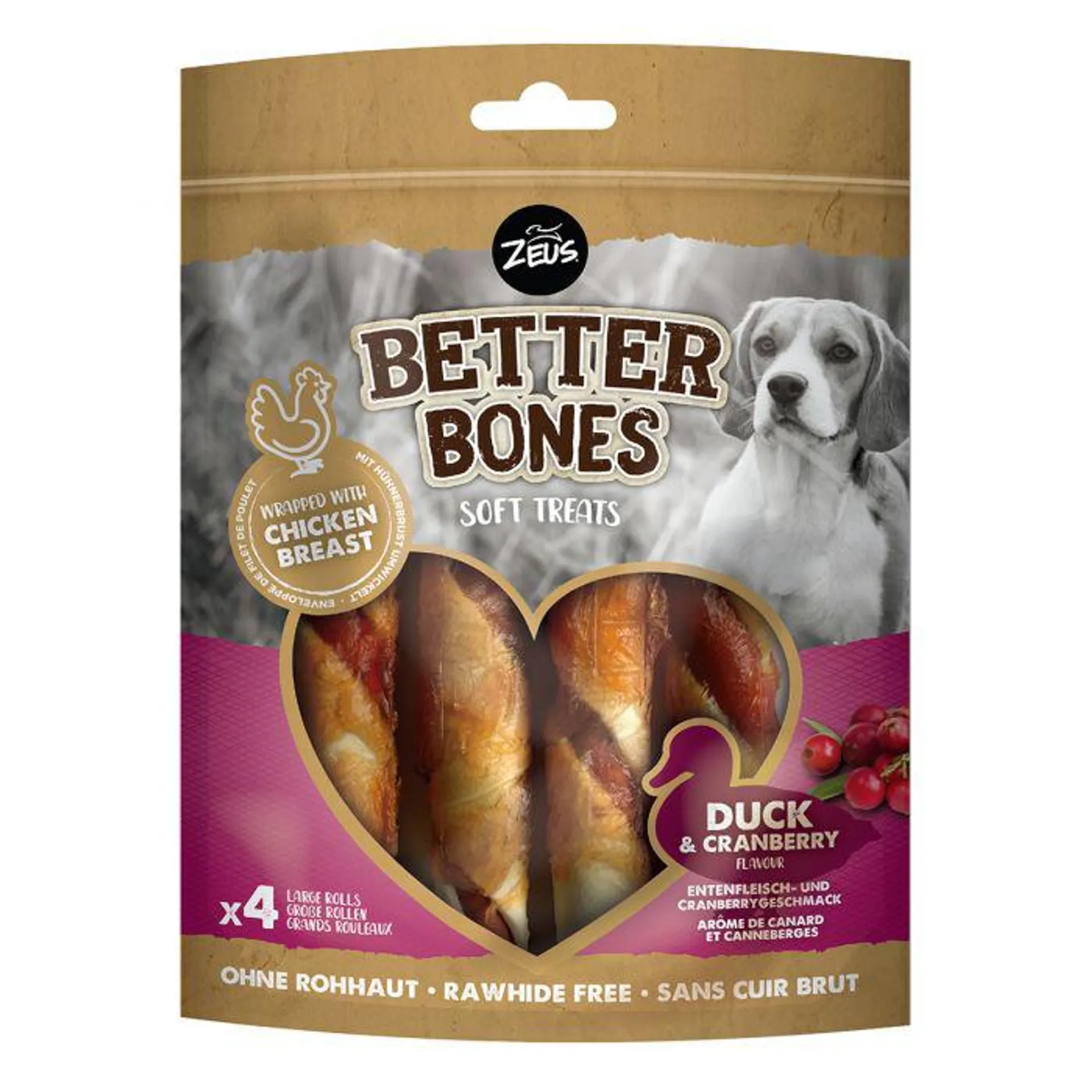 Zeus Better Bones Duck & Cranberry Large Rolls