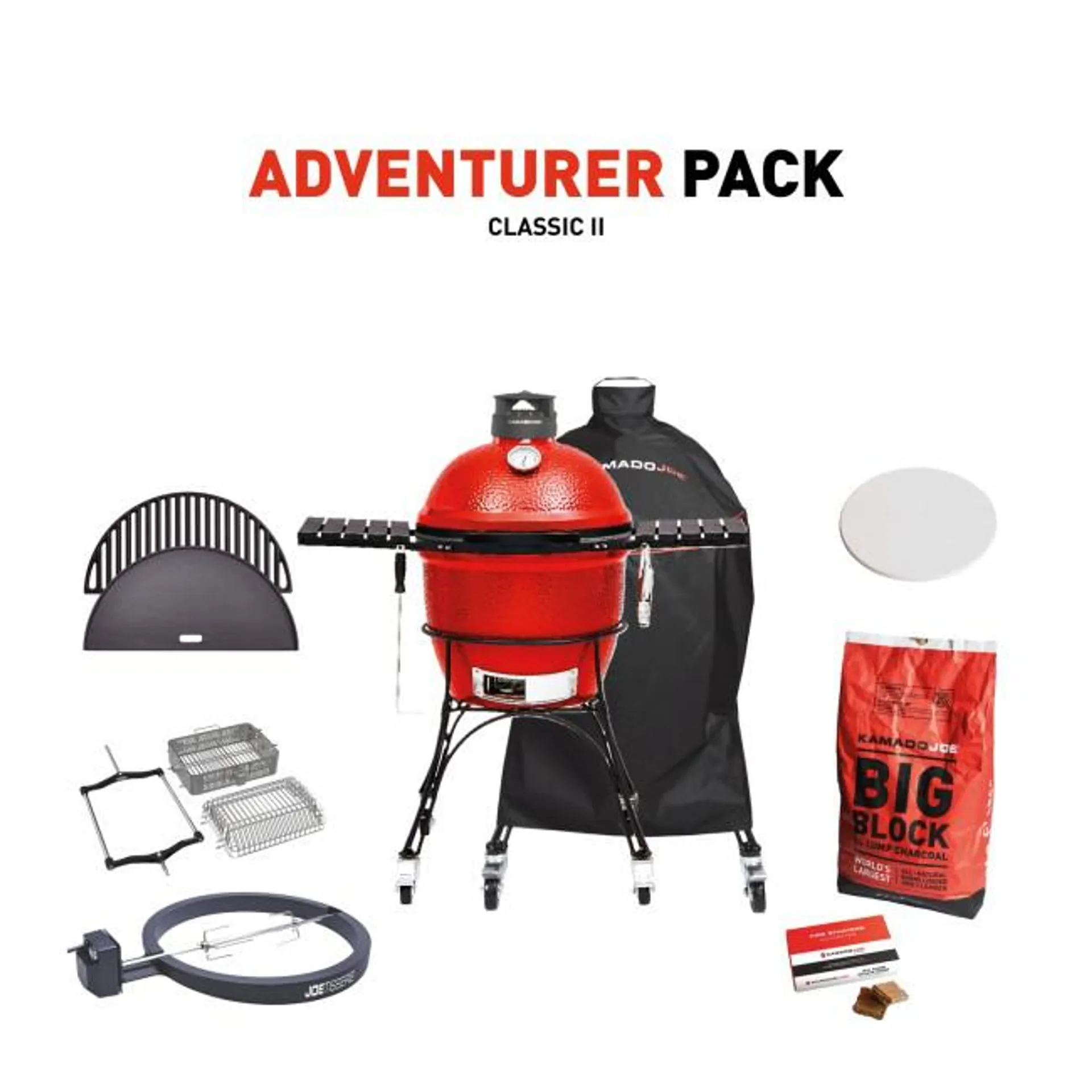 Kamado Joe Classic II Charcoal BBQ with Adventurer Pack