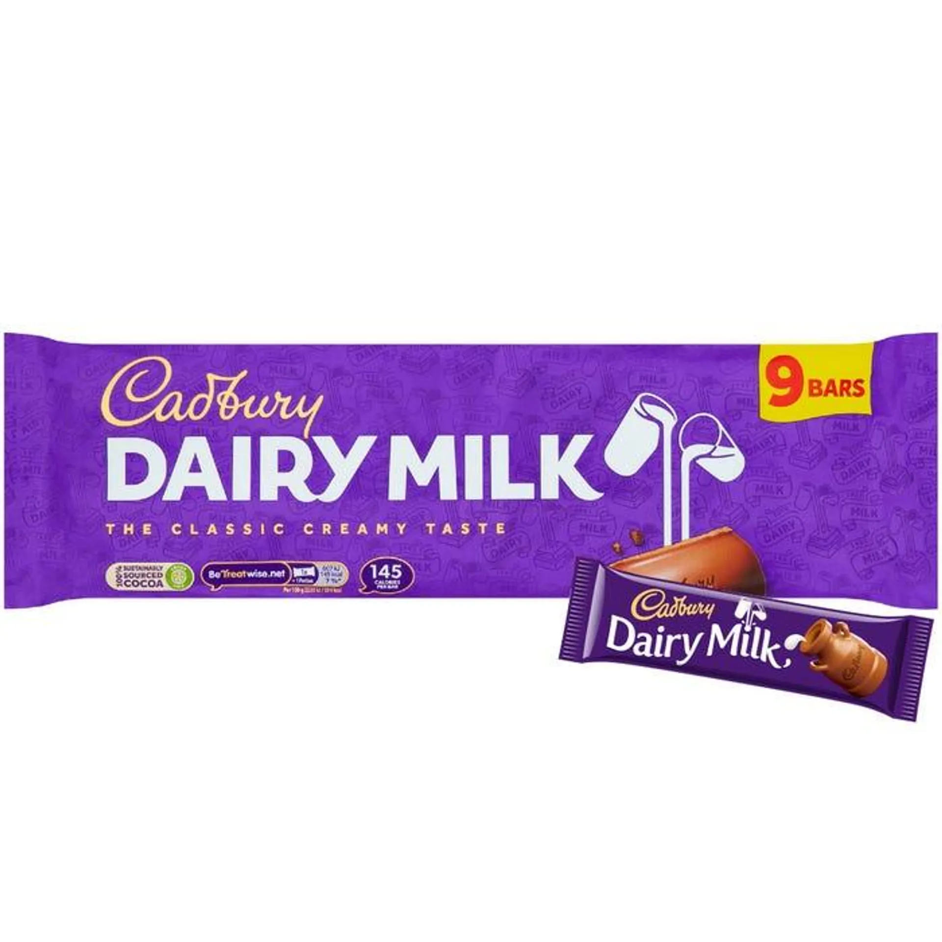 Cadbury Dairy Milk Bars, 27.2g (Pack of 9)