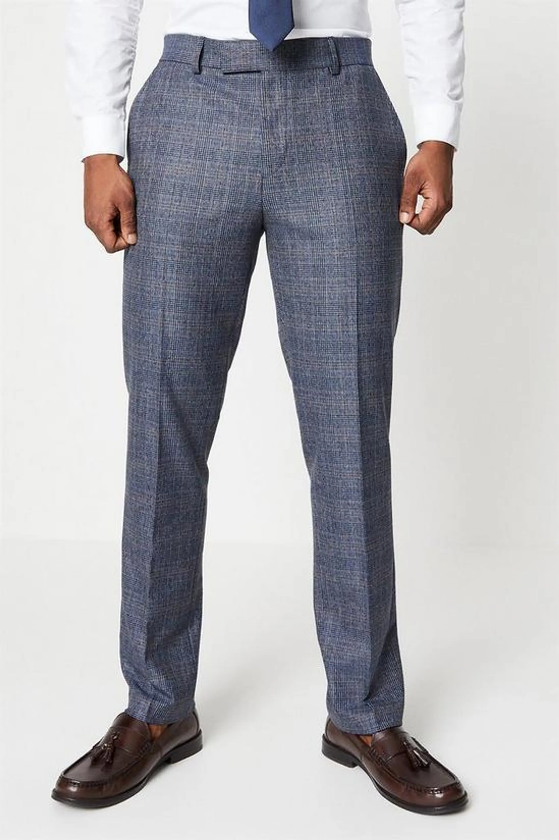 Blue Highlight Check Suit Trouser