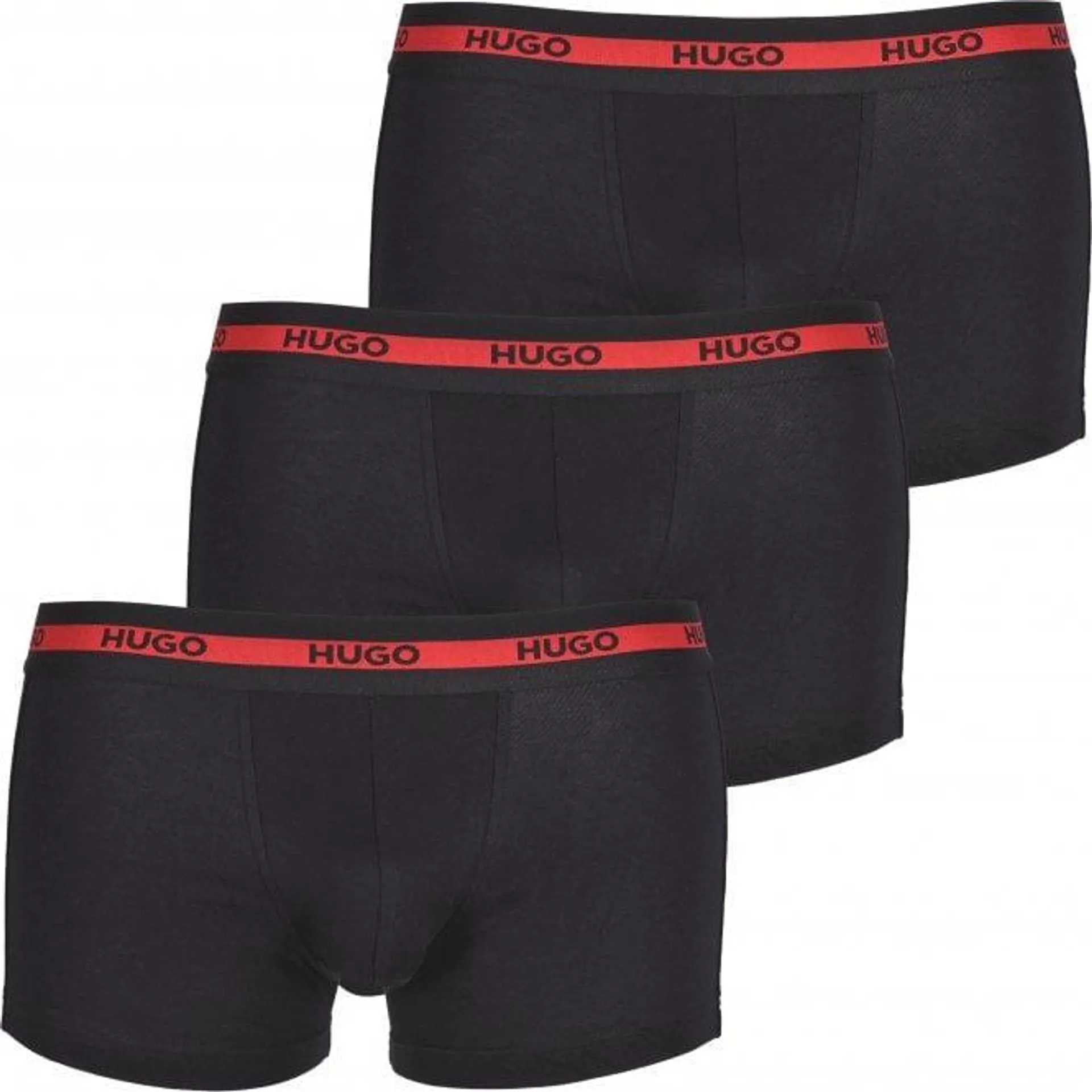 3-Pack Organic Cotton Red Stripe Boxer Trunks, Black