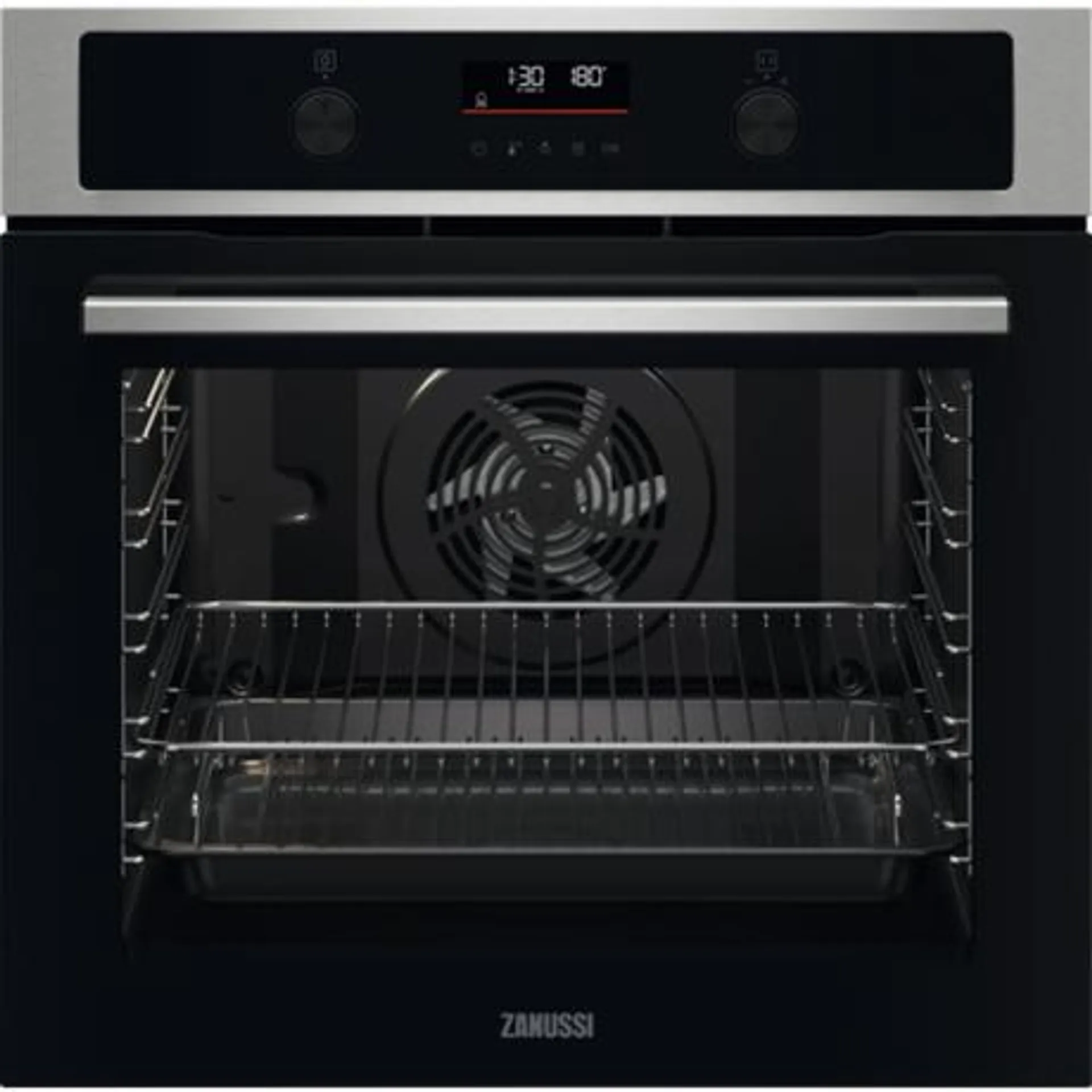 Zanussi ZOPND7XN 59.4cm Built In Electric Single Oven - Black & Stainless Steel