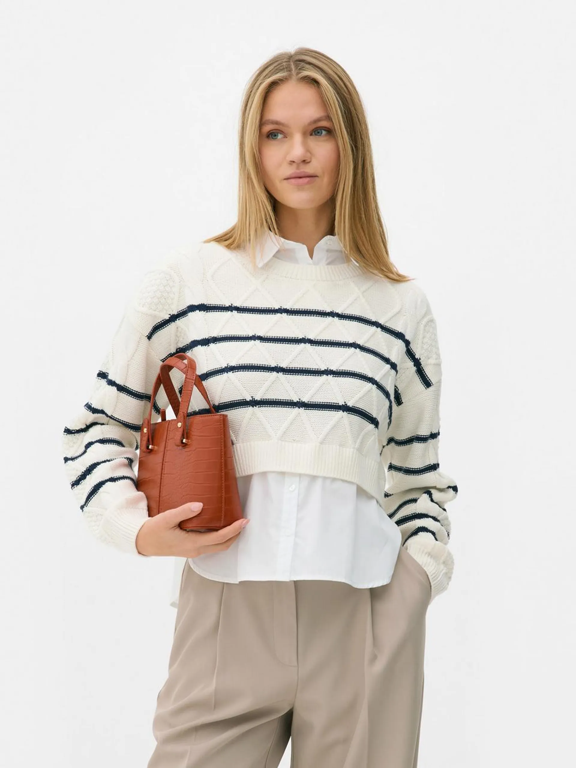 Cropped Shirt Jumper