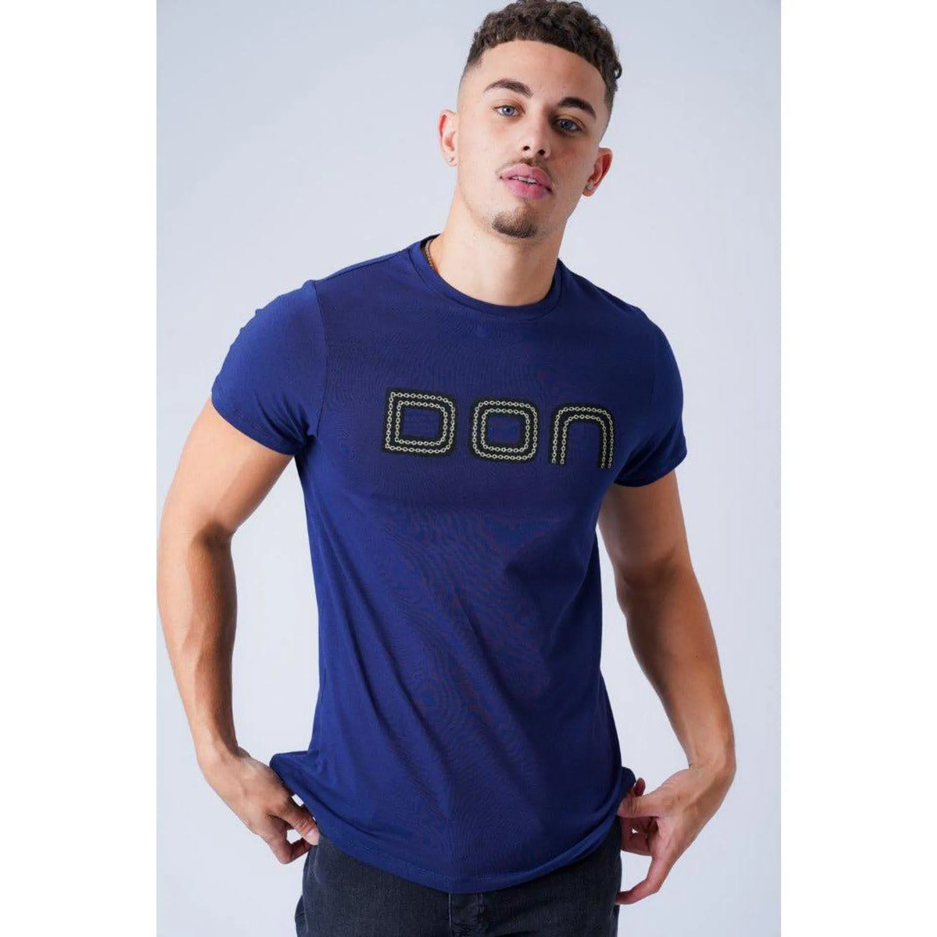 Don Jeans Chain Embroidered T-Shirt Navy