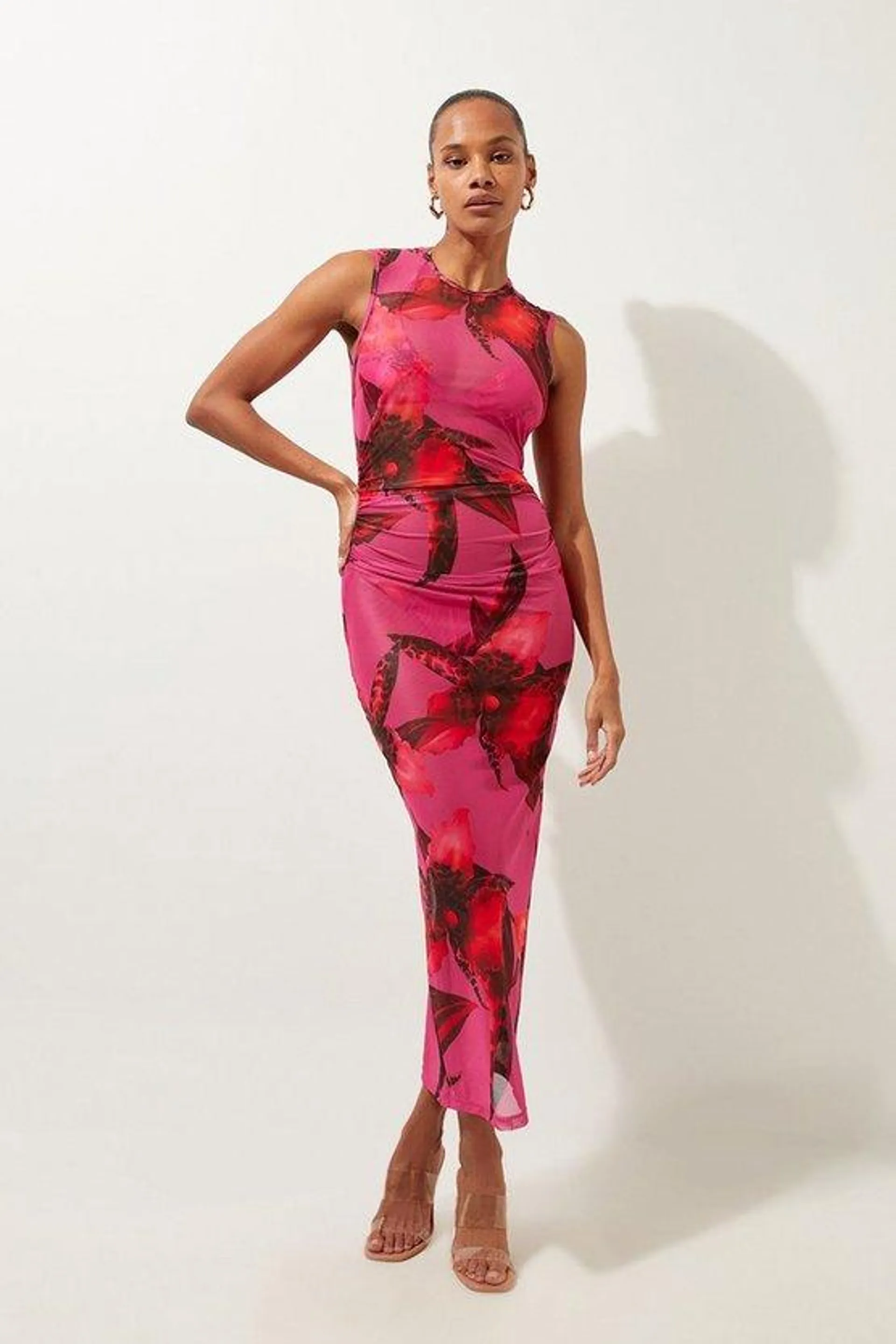 Abstract Floral Print Beach Maxi Dress