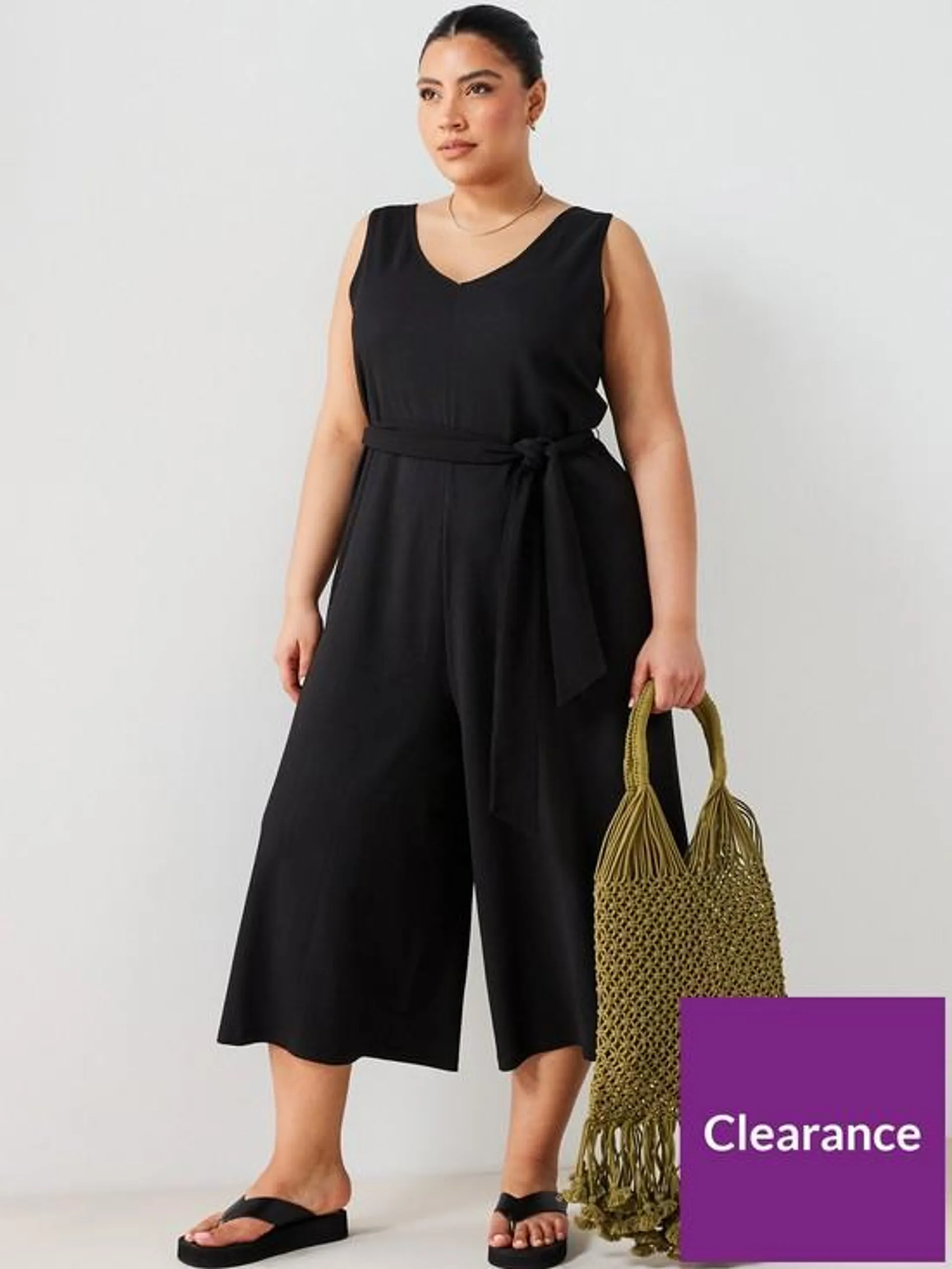 Sleeveless Culotte Jumpsuit - Black