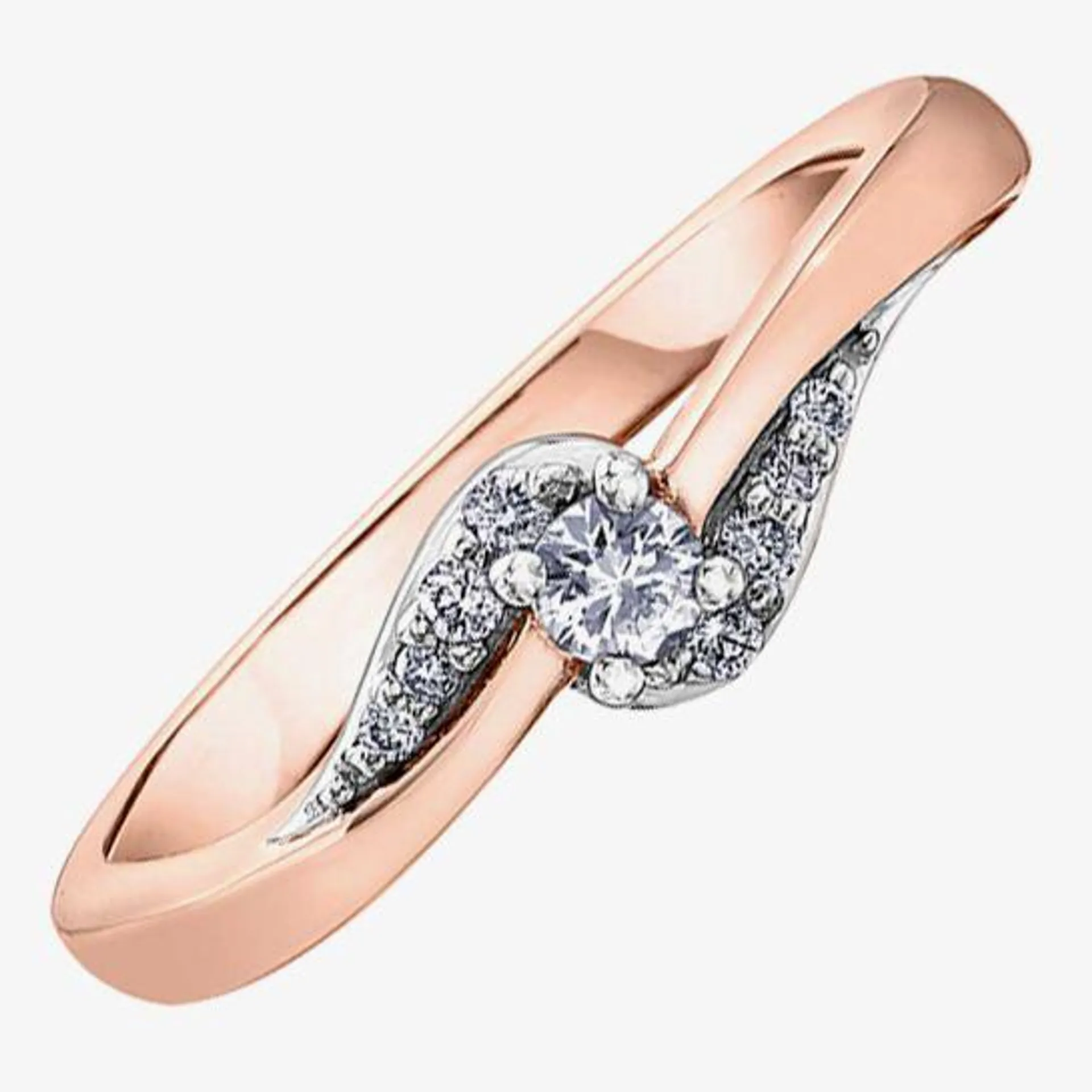 9ct Rose Gold 0.15ct Diamond Twist Ring 30144RG/15-10