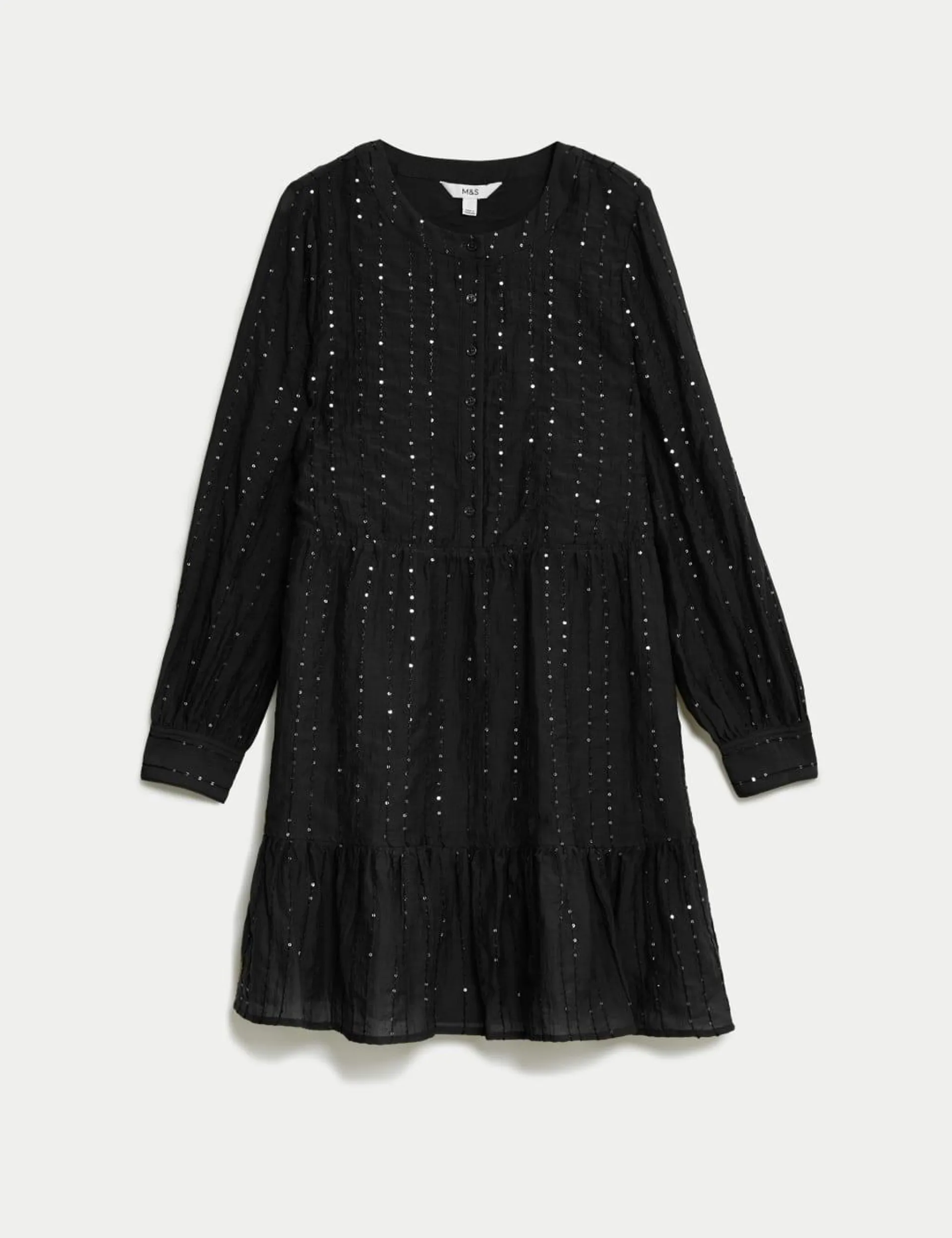 Lyocell Rich Sequin Mini Waisted Dress