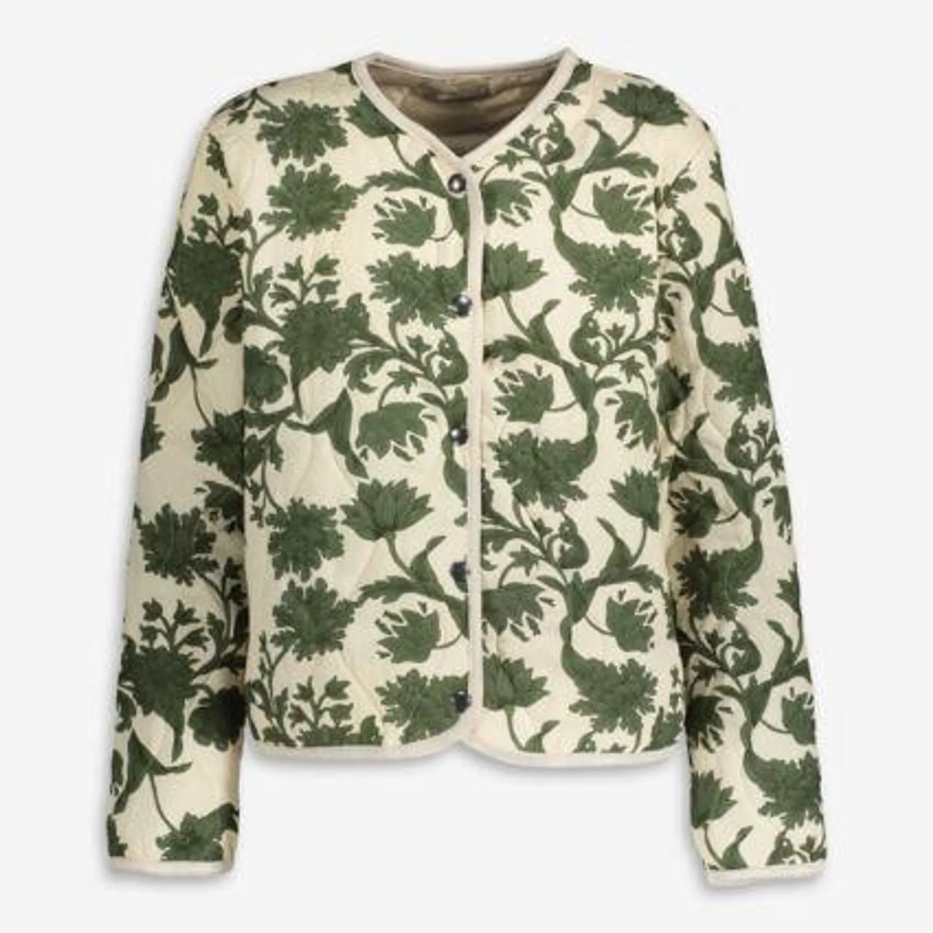 Cream & Green Quilted Jacket