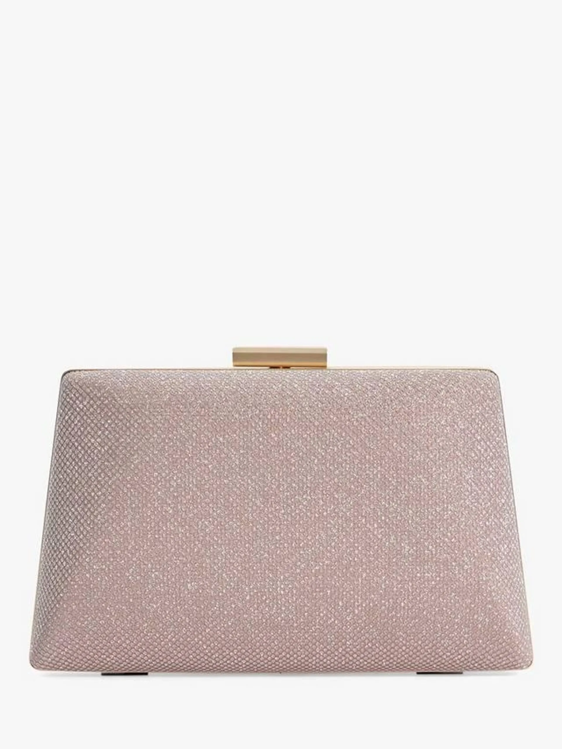 Bellaria Angled Frame Metallic Box Clutch Bag, Rose Gold