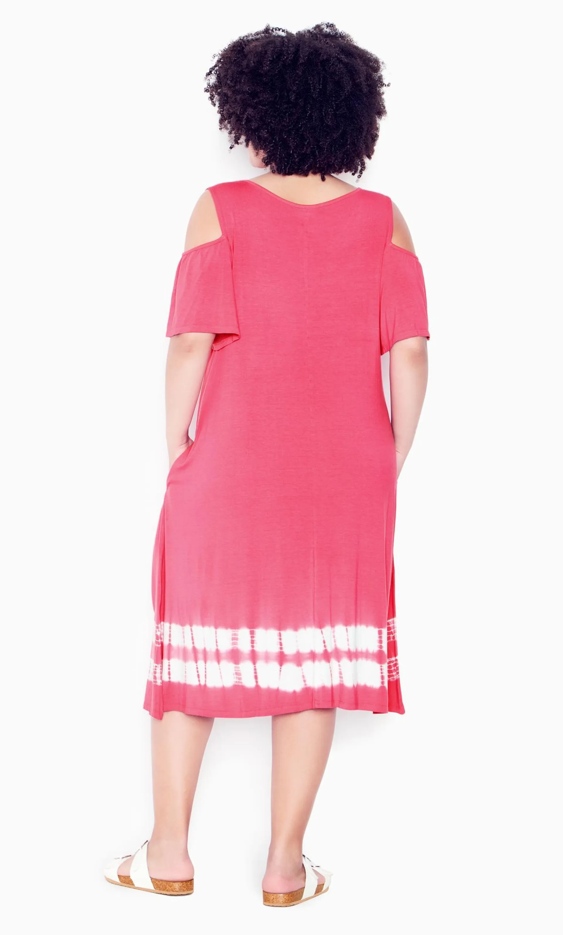 Evans Pink Aimee Cold Shoulder Dress