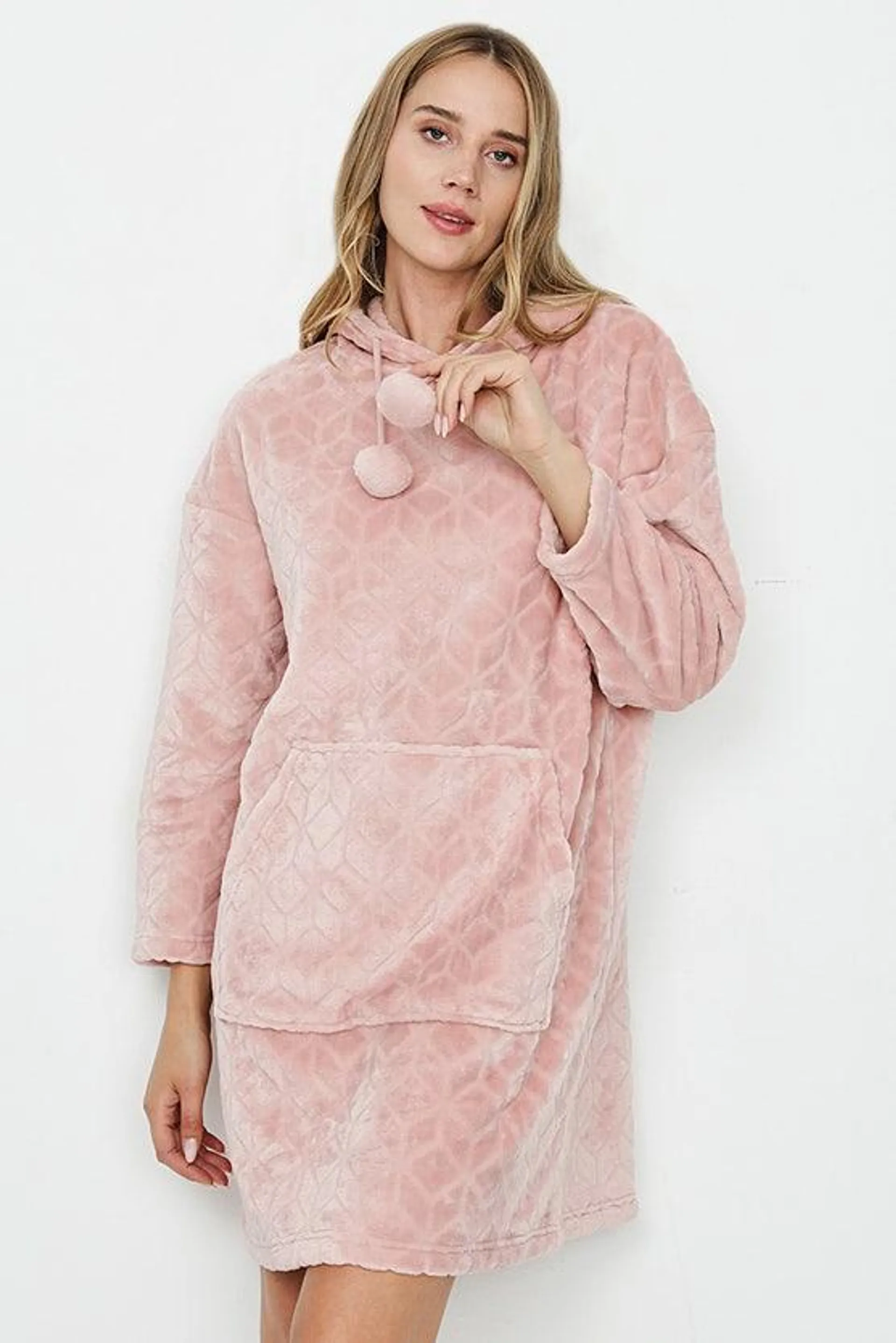 Nude Embossed Fleece Oversized Snuddie