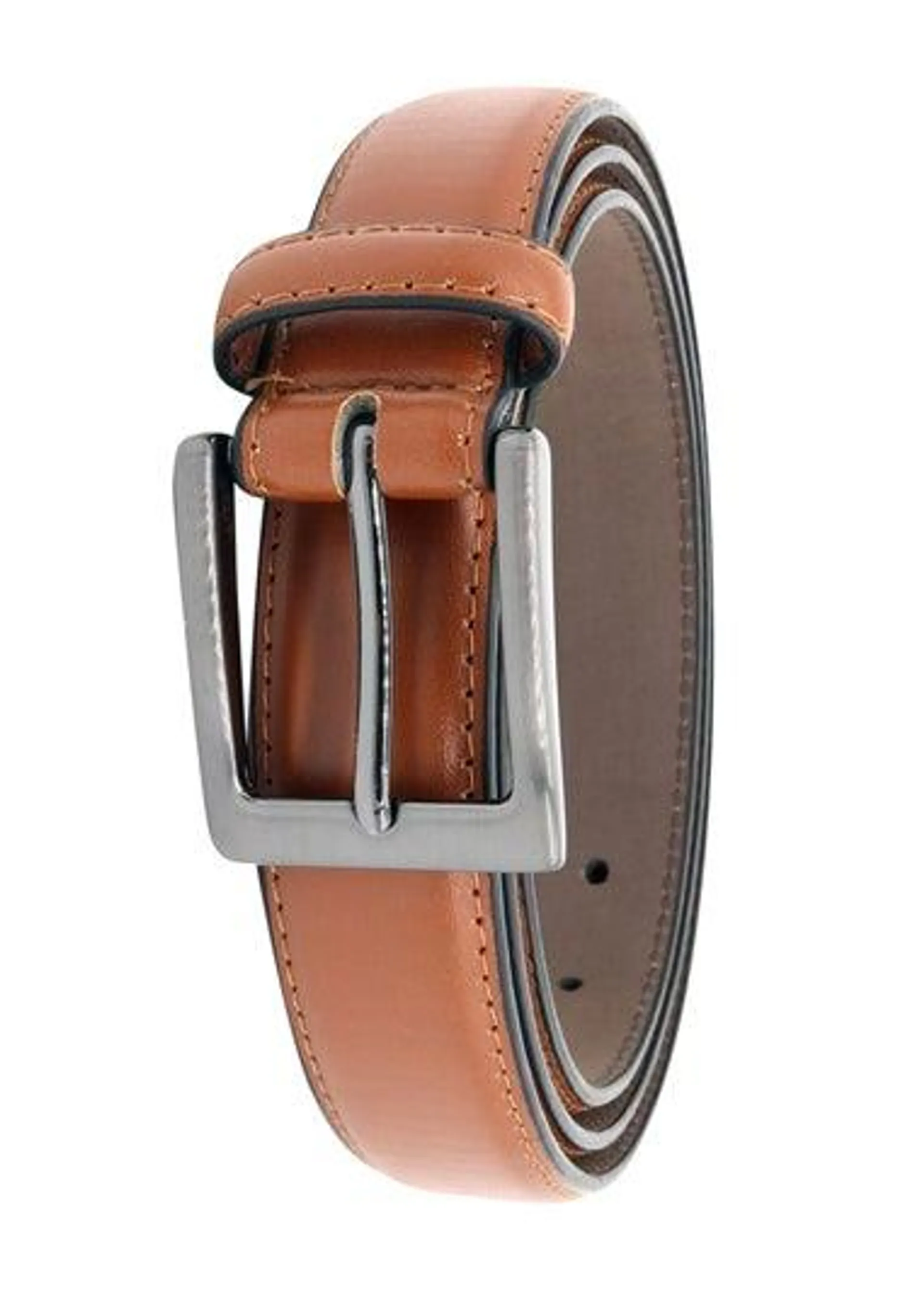 Duke Tan Anthony Stitched Leather Square Buckle Belt