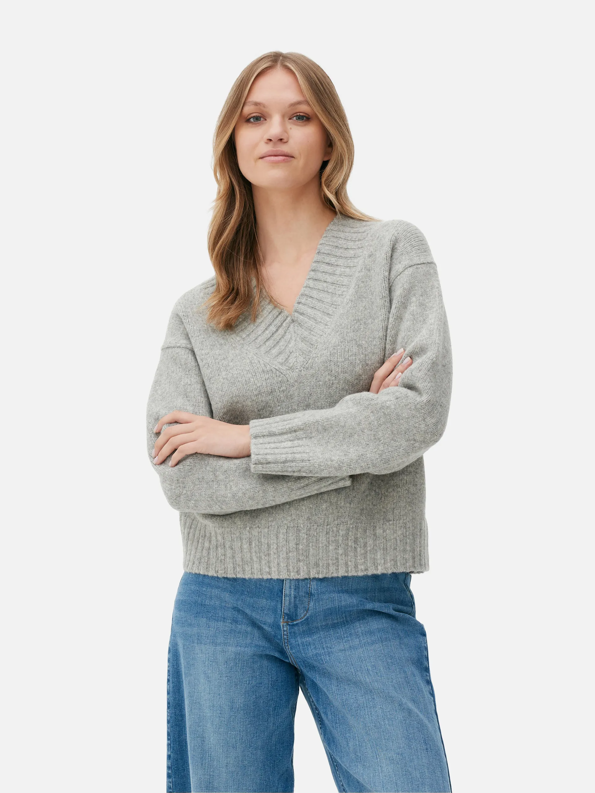 Chunky V-Neck Knitted Jumper