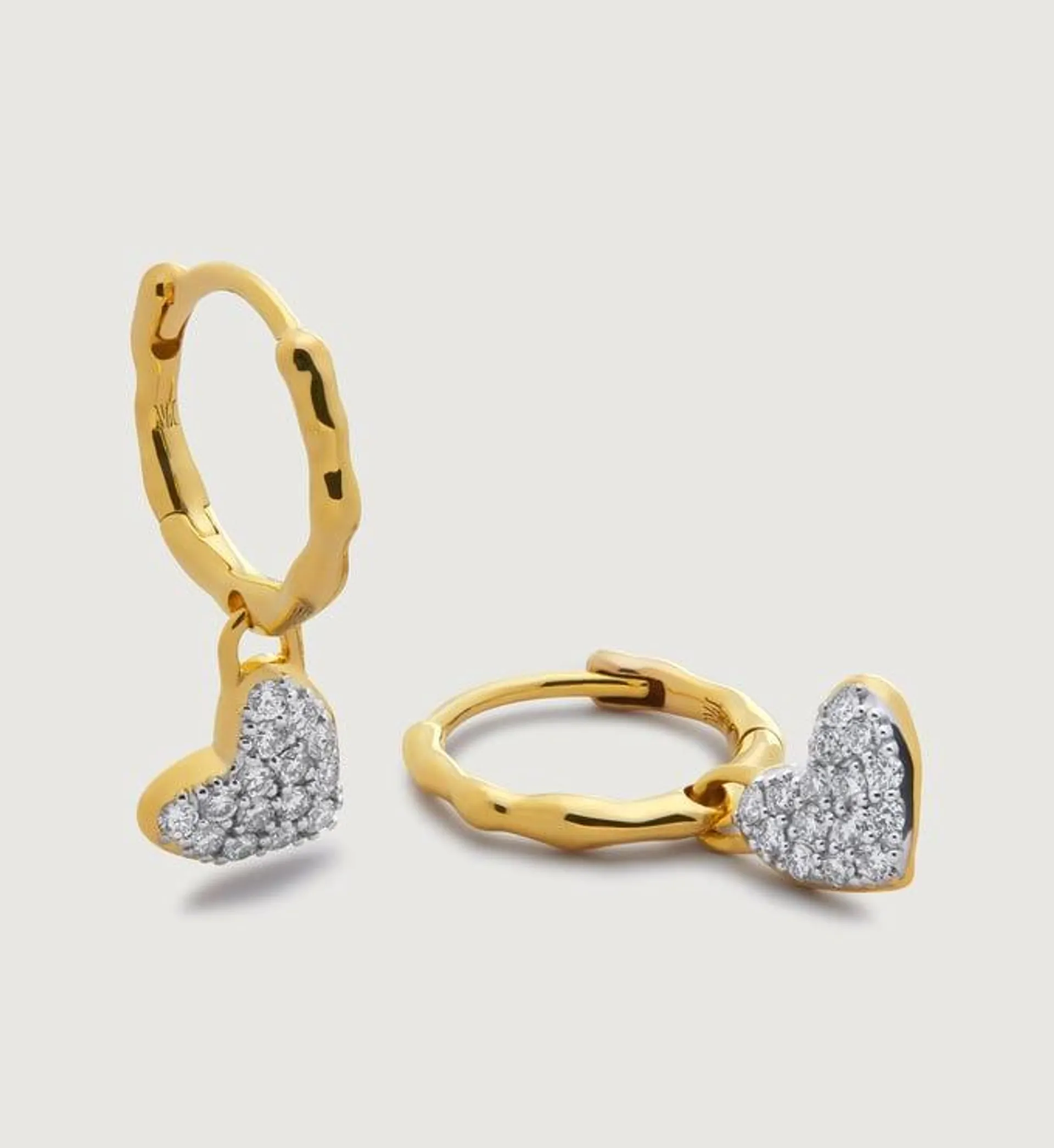 Lab Grown Diamond Heart Drop Huggie Earrings