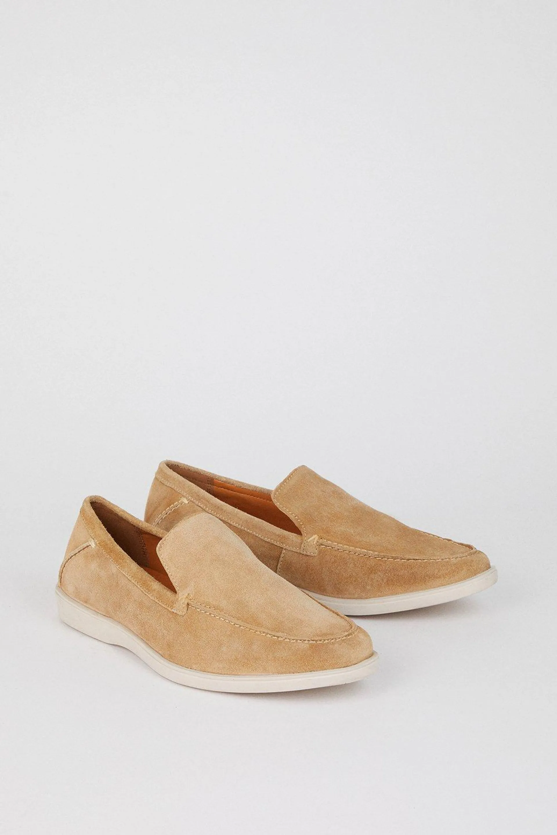 Stone Wide Fit Suede Slip On Shoes