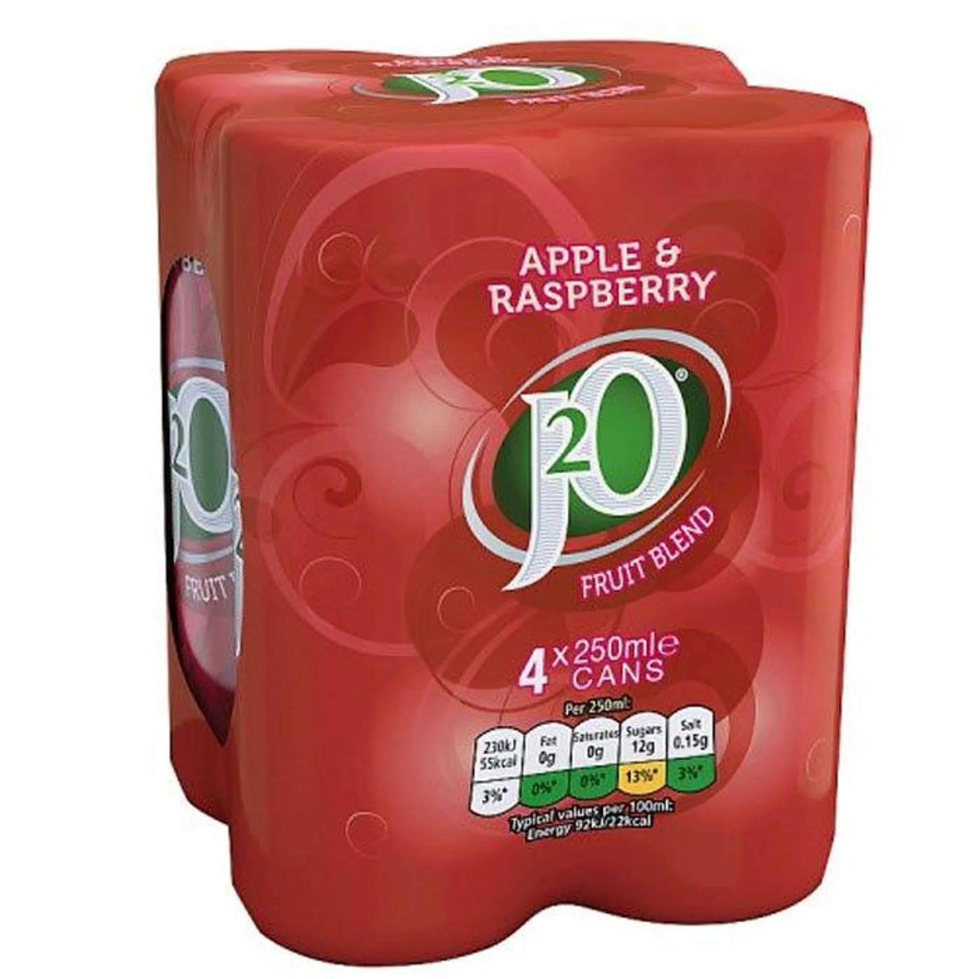 J2O Apple & Raspberry Cans 4 x 250ml