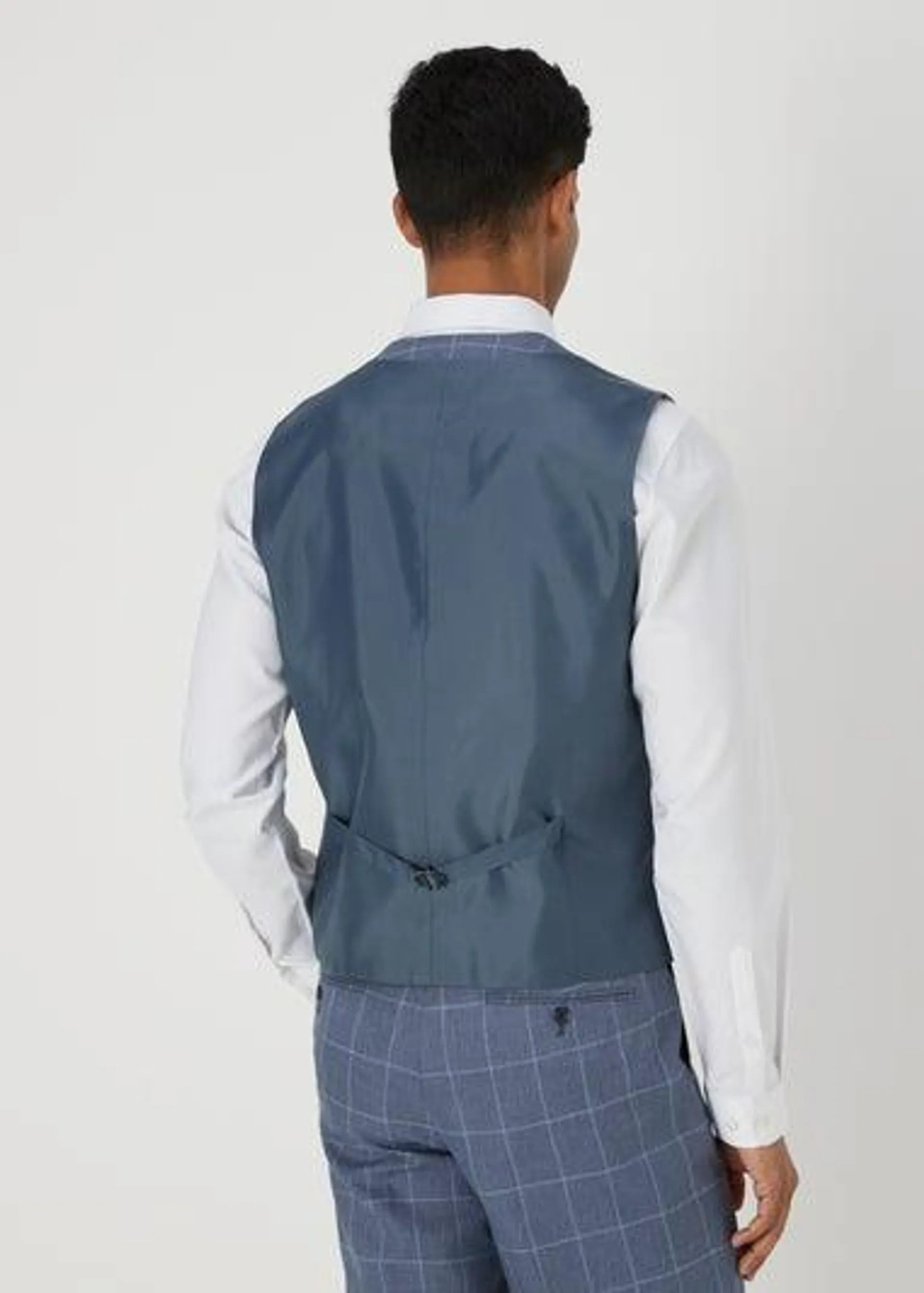 Taylor & Wright Franklin Blue Check Tailored Fit Waistcoat