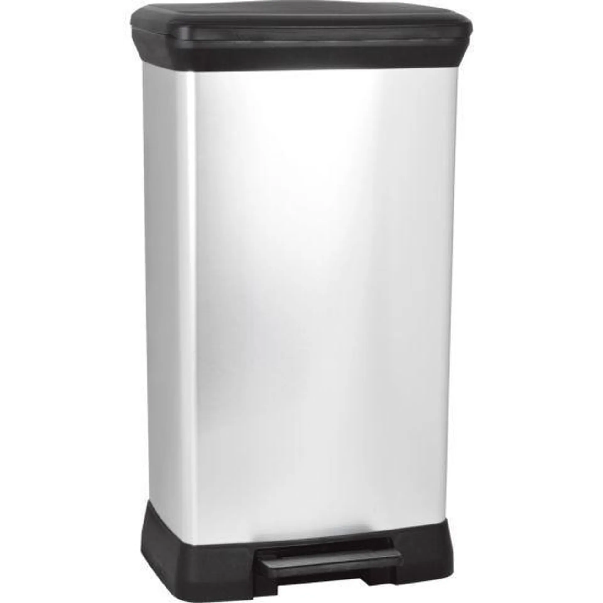 Curver Deco 50L Rectangular Pedal Bin - Silver