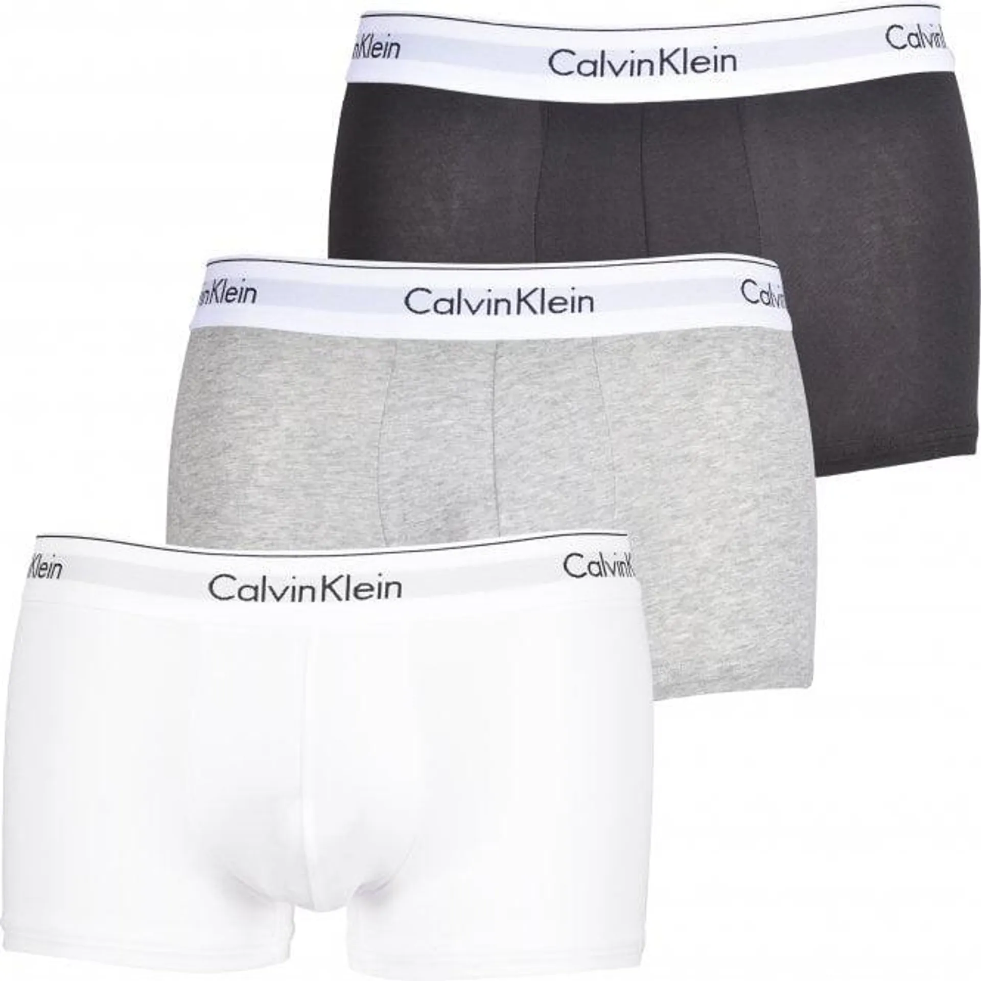Calvin Klein 3-Pack Modern Cotton Stretch Boxer Trunks, Black/White/Grey