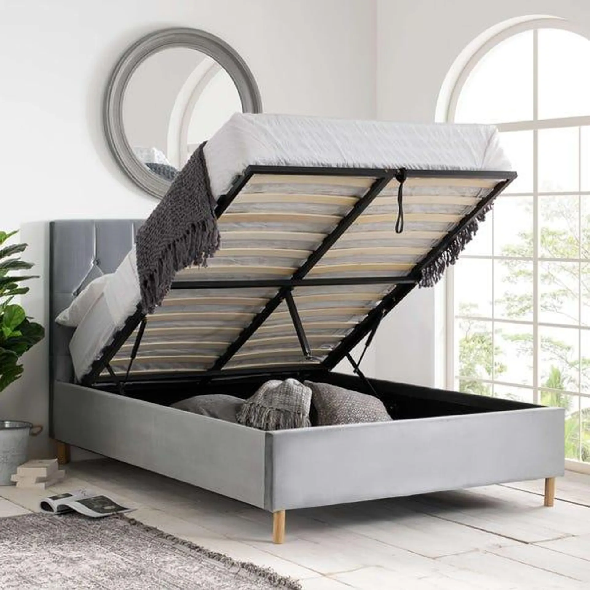 Loxley Velvet Ottoman Bed Frame