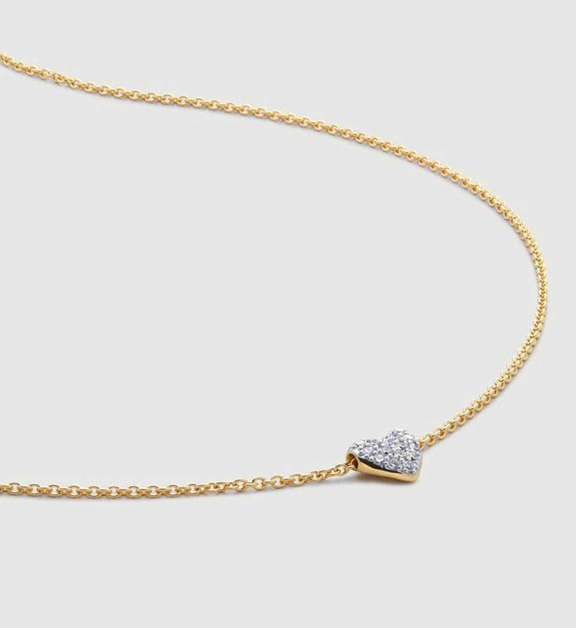 Lab Grown Diamond Heart Necklace Adjustable 41-46cm/16-18’