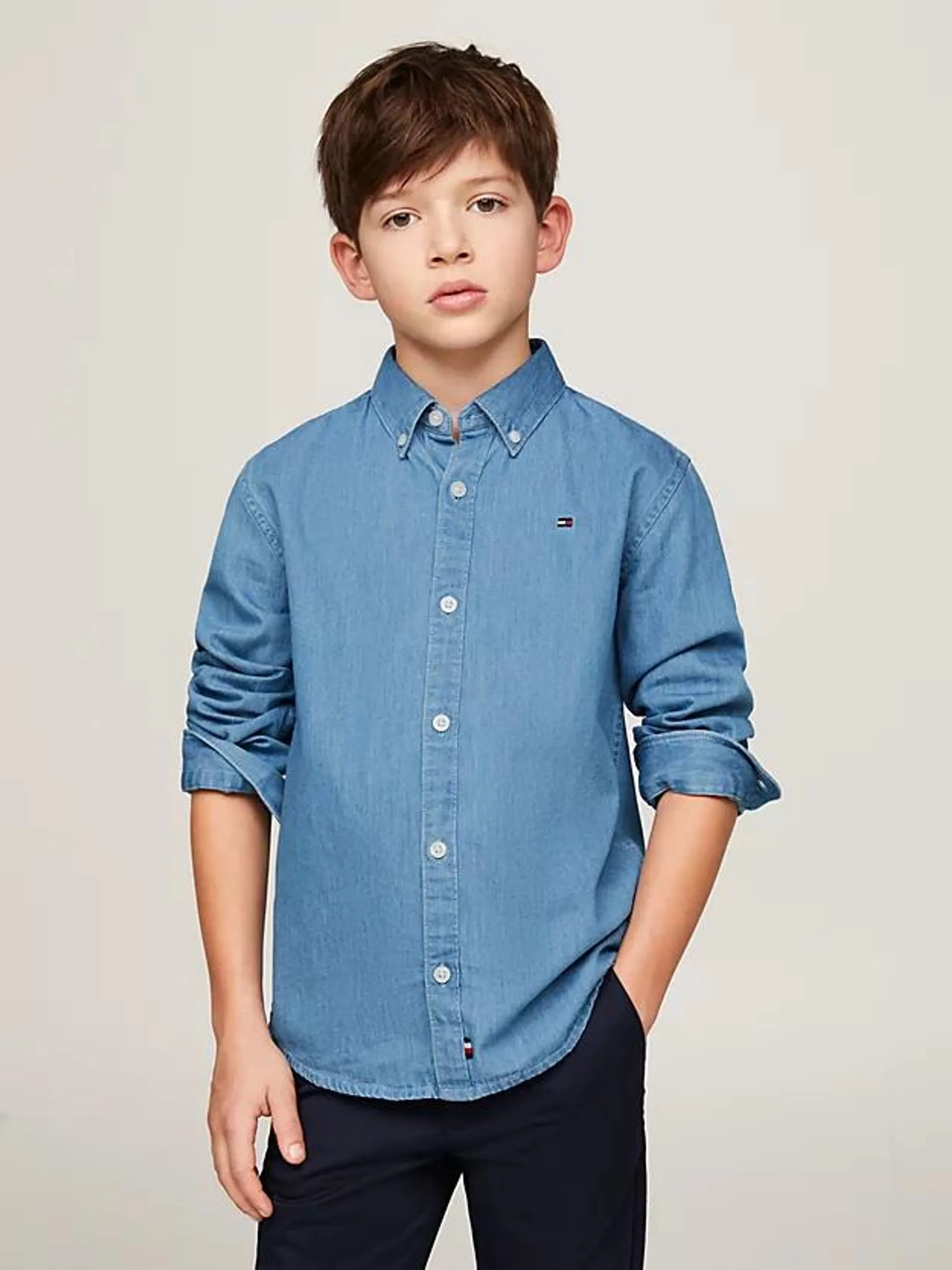 Essential Button-Down Collar Chambray Denim Shirt