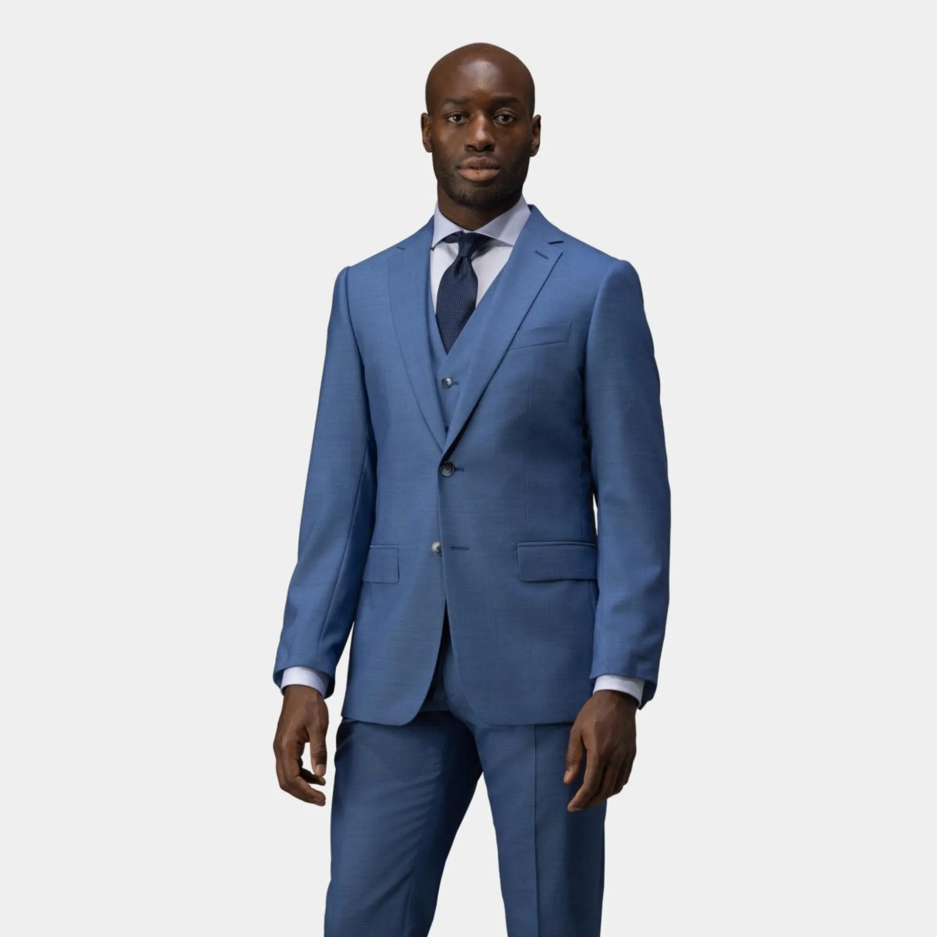 Sky blue three-piece suit