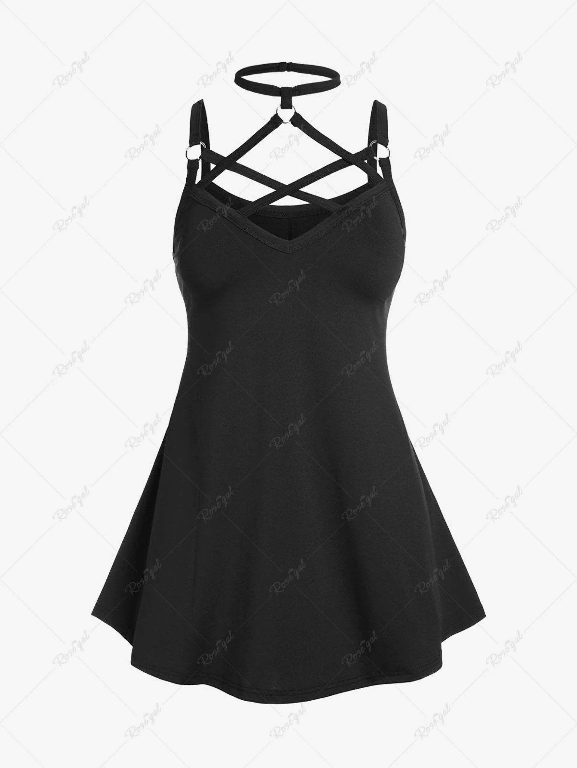 Gothic Strappy O Ring Choker Tank Top - S | Us 8