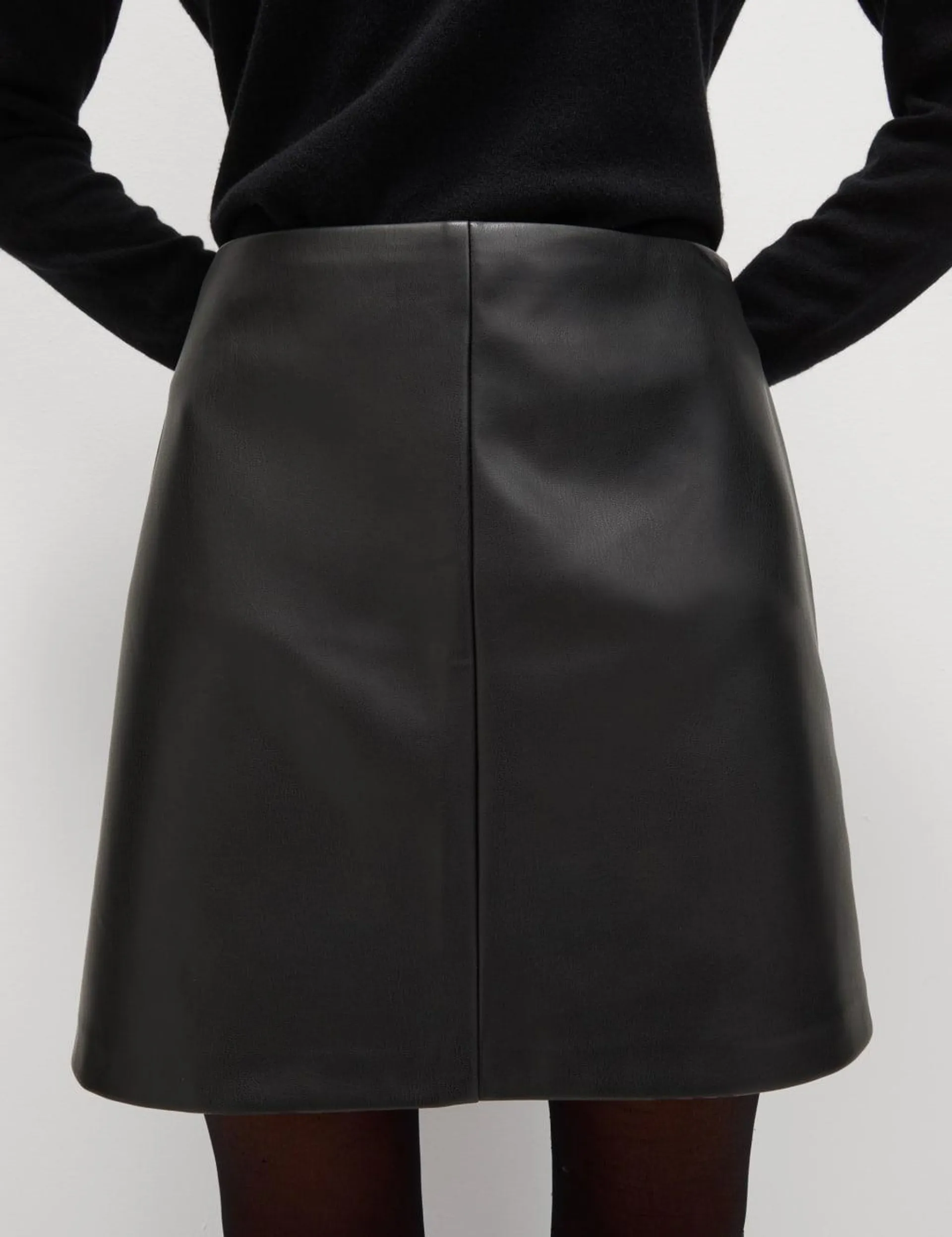 Leather Look Mini A-Line Skirt