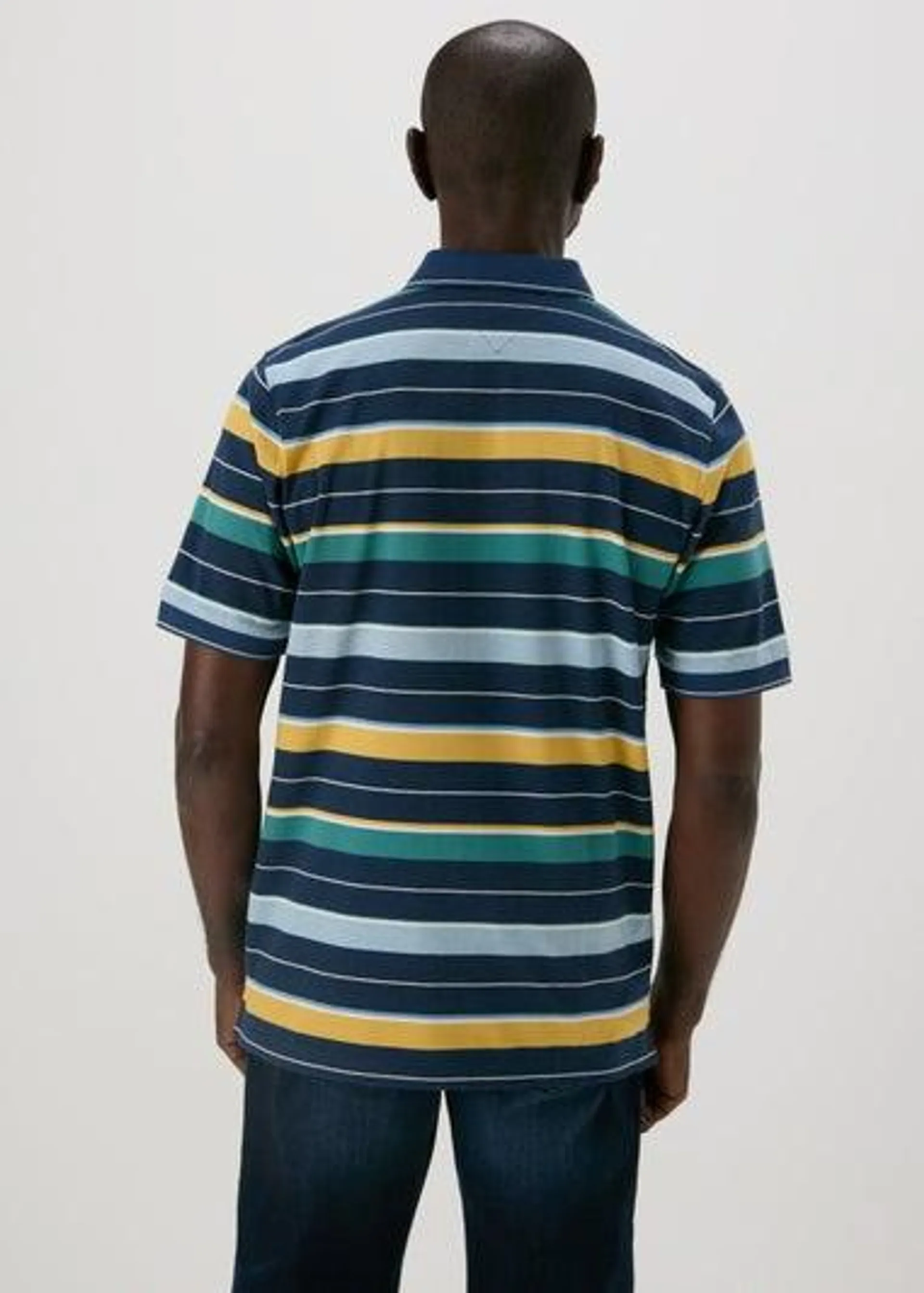 Navy Striped Polo Shirt