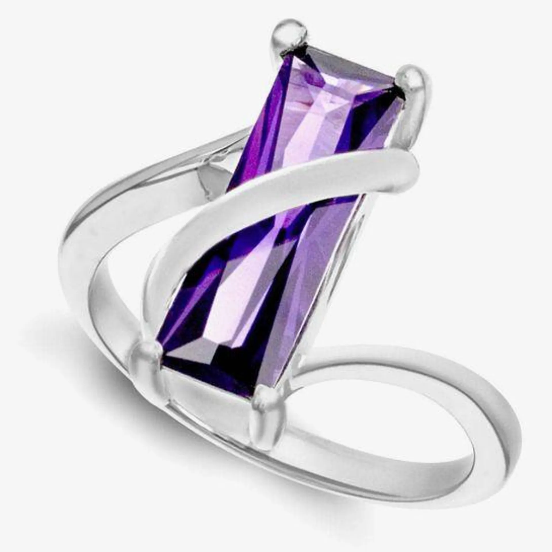 Sterling Silver Purple Crystal Wrap-Around Ring 8.84.6289