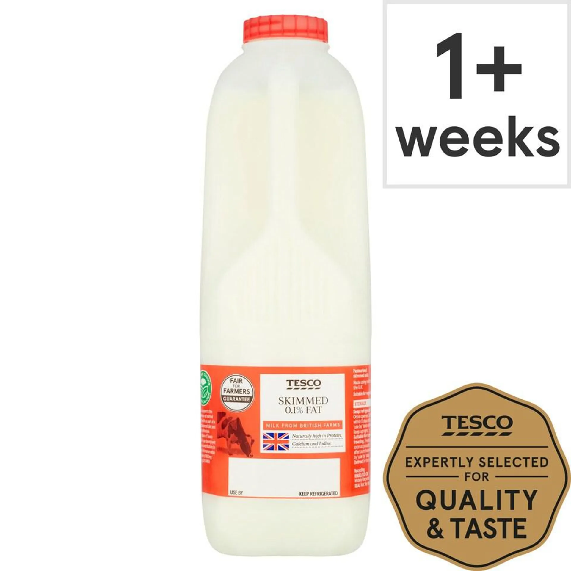 Tesco British Skimmed Milk 1.136L, 2 Pints