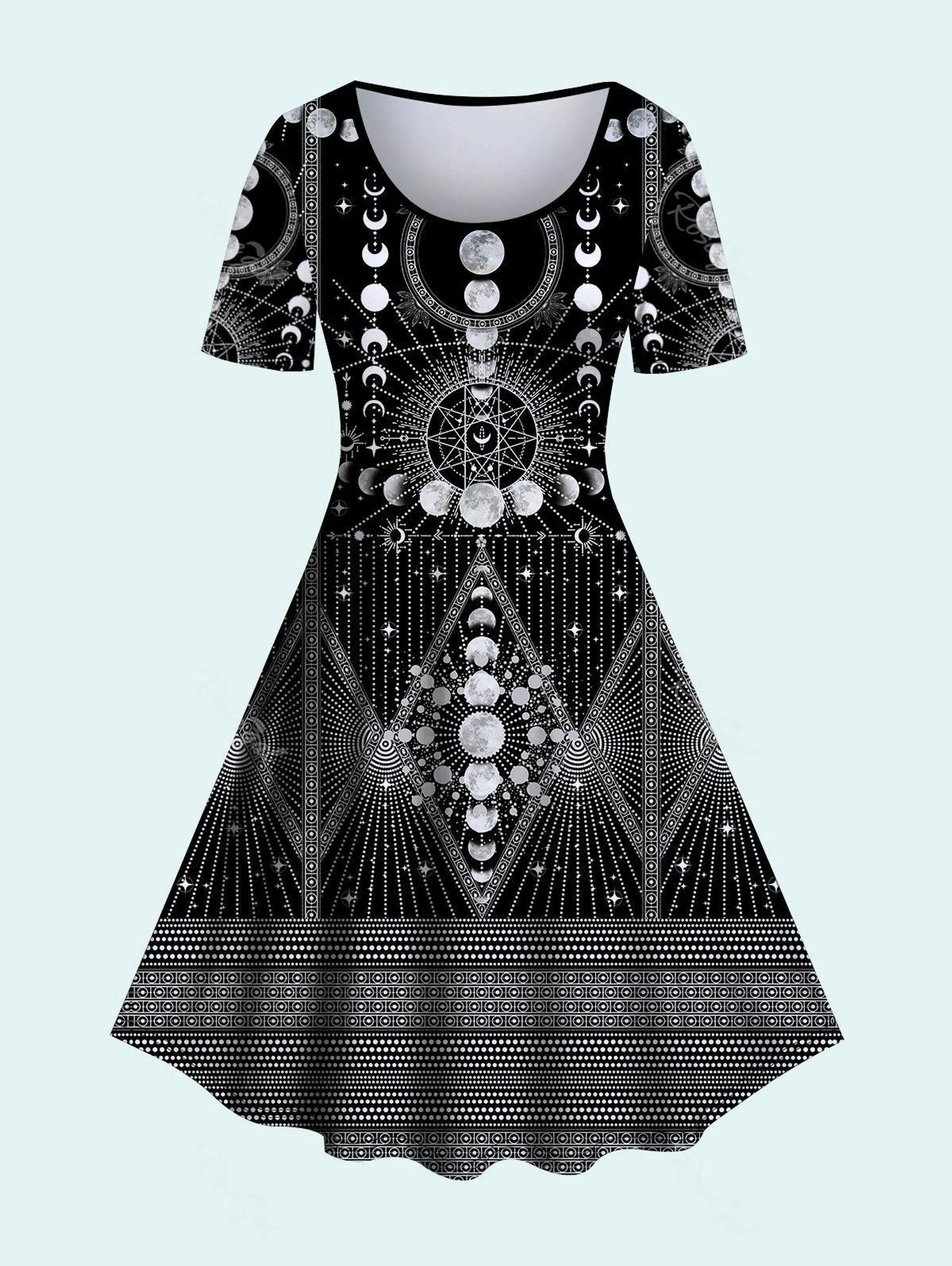 Gothic Moon Sun Geo Print A Line Dress - 2x | Us 18-20