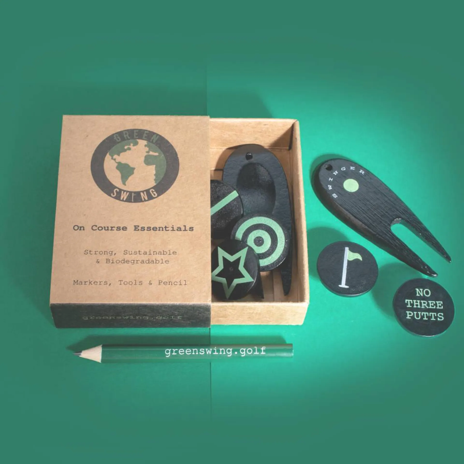 Golf Essentials Box Bamboo Divot Tools And Ball Markers