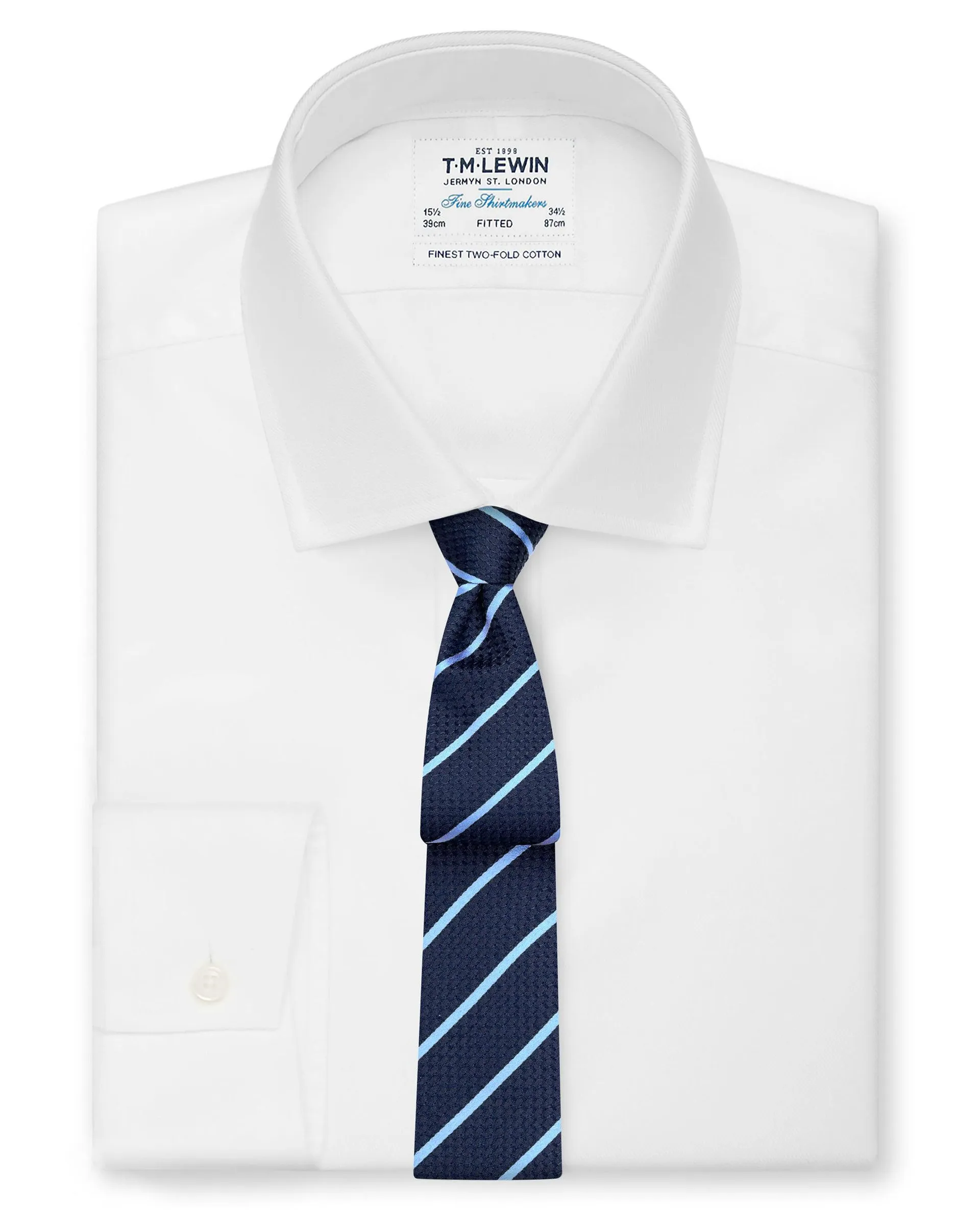 Navy and Blue Stripe Silk Slim Tie