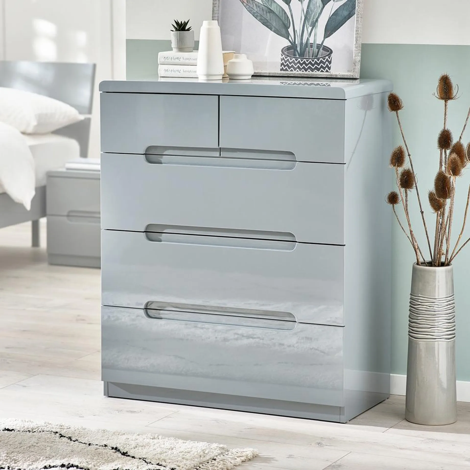 Julian Bowen Manhattan 5 Drawer Grey Chest of Drawers