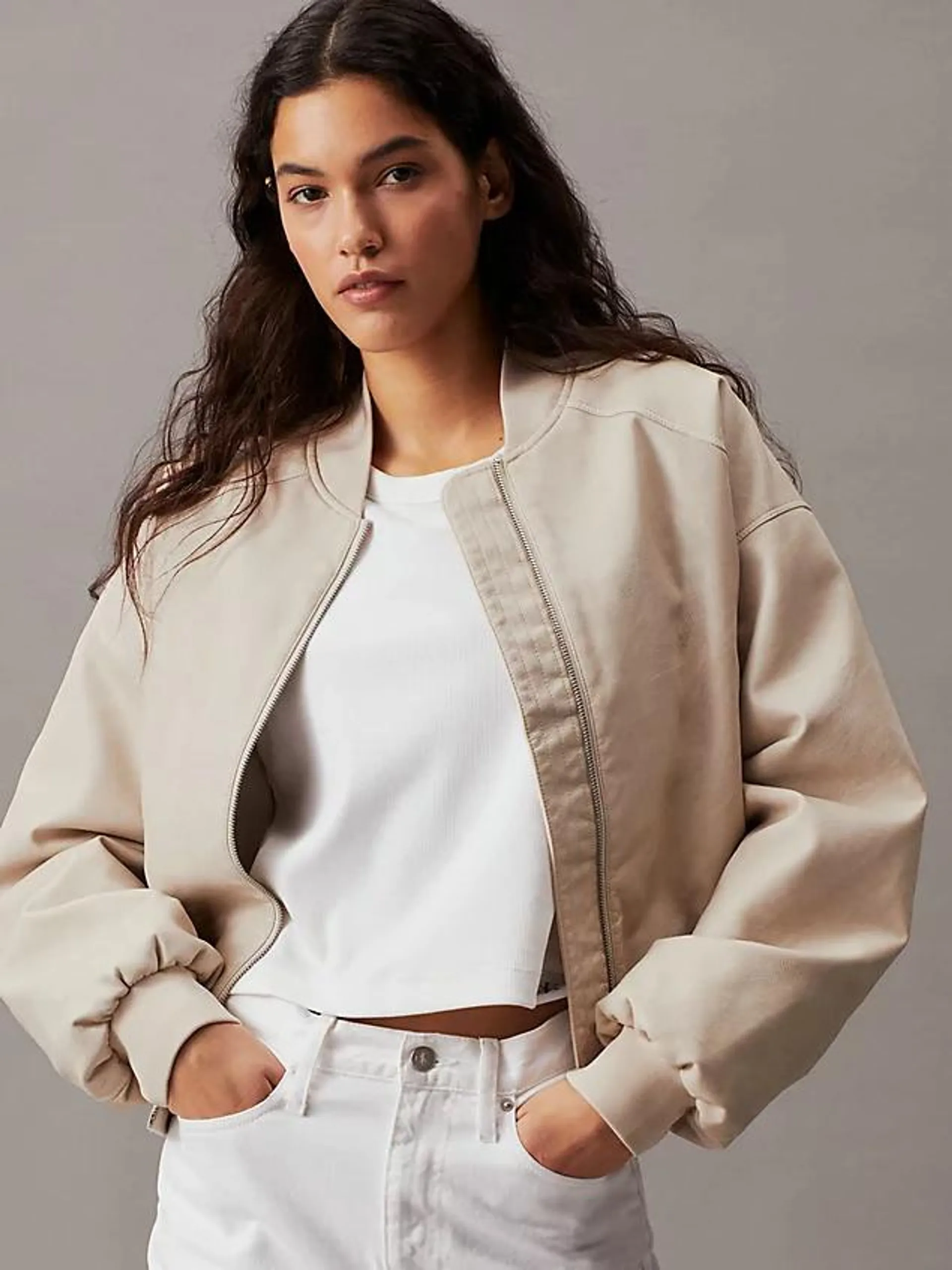 Faux Leather Bomber Jacket