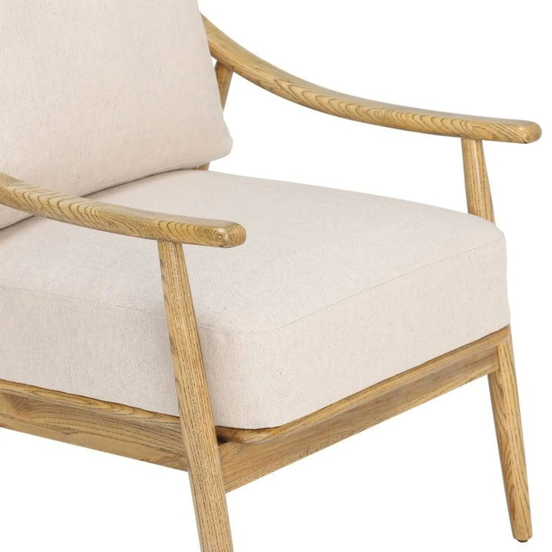 Cream Fabric Accent Chair with Solid Wood Frame