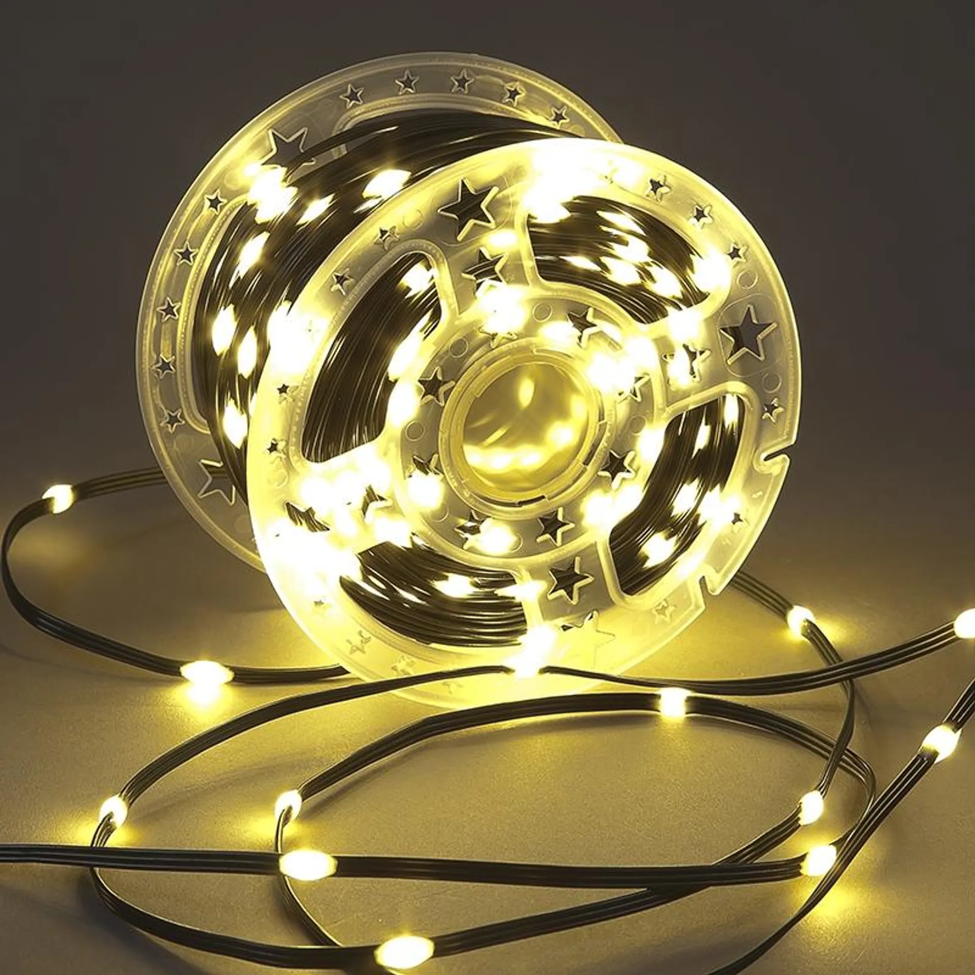 500 Warm WhiteLED Copper Wire PVC Christmas Lights on Reel