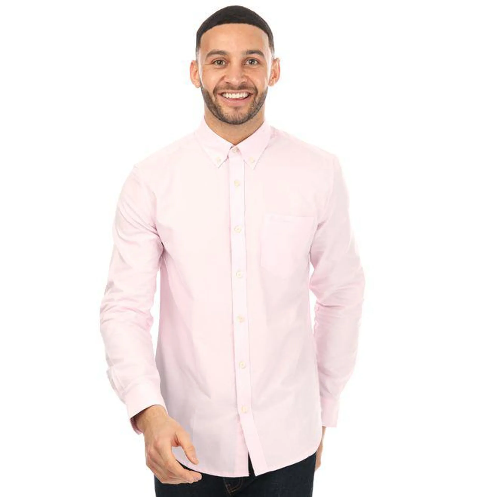 Ben Sherman Mens Long Sleeve Oxford Shirt in Pink