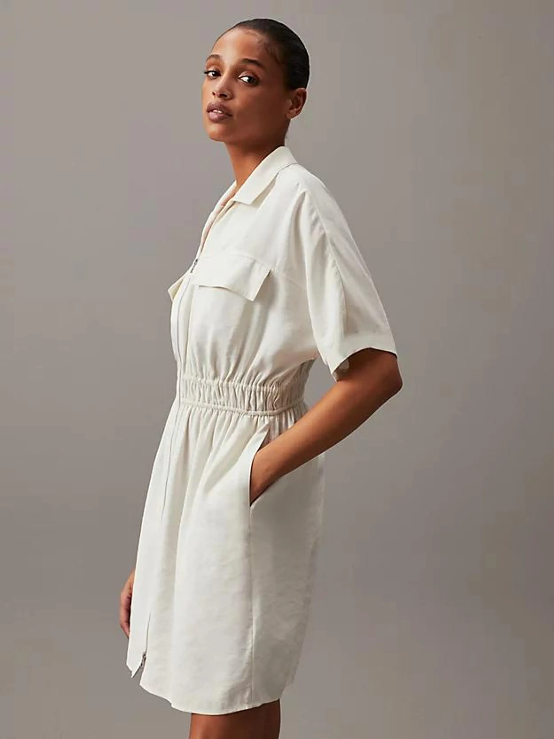 Soft Twill Zip-Through Dress